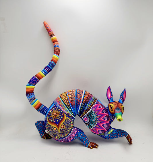 Mexican Folk Art Oaxacan Wood Carving Alebrije Hand Made, Armadillo By Luis Sosa PP9596