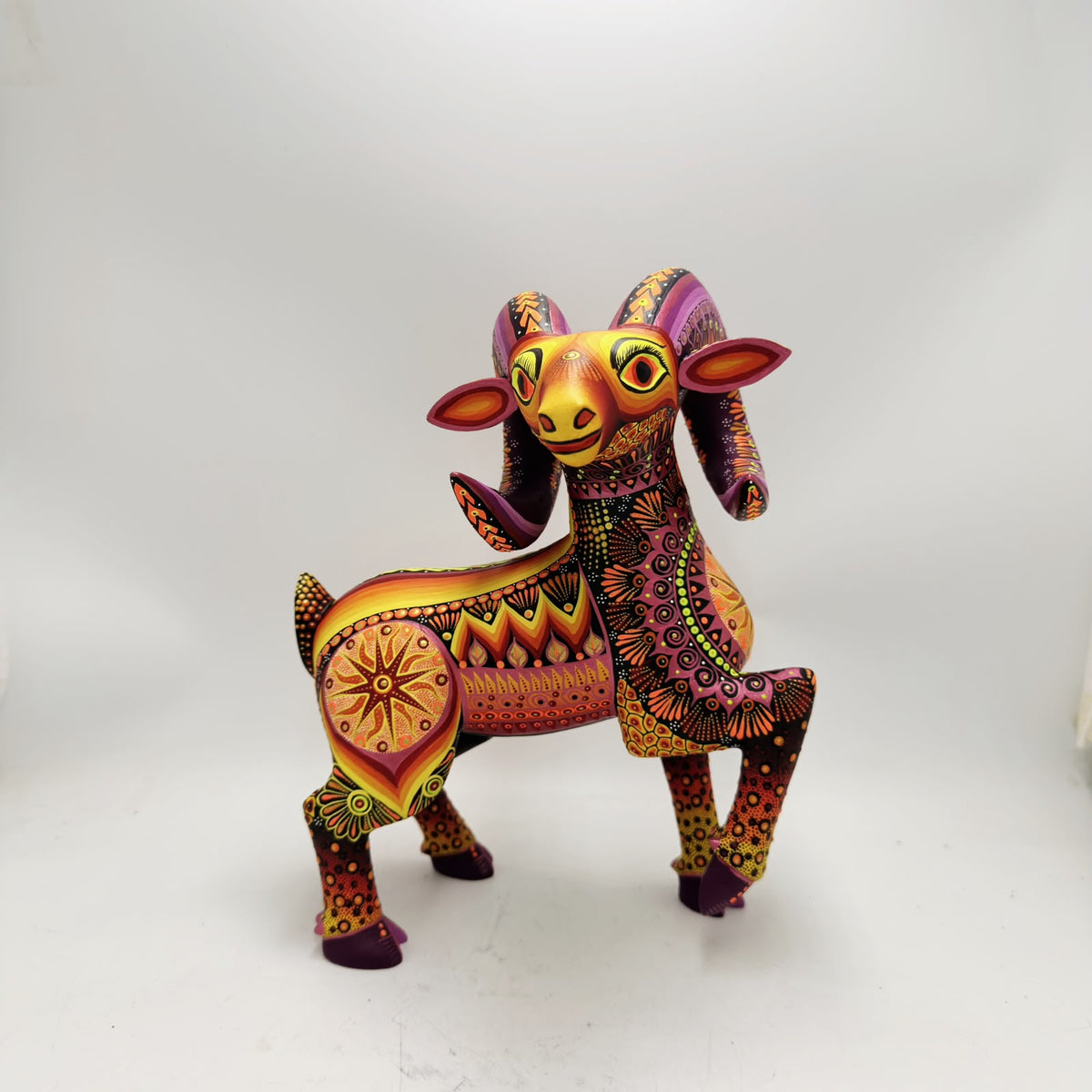 Mexican Folk Art Oaxacan Wood Carving Alebrije Hand Made, Ram By Luis Sosa PP9599