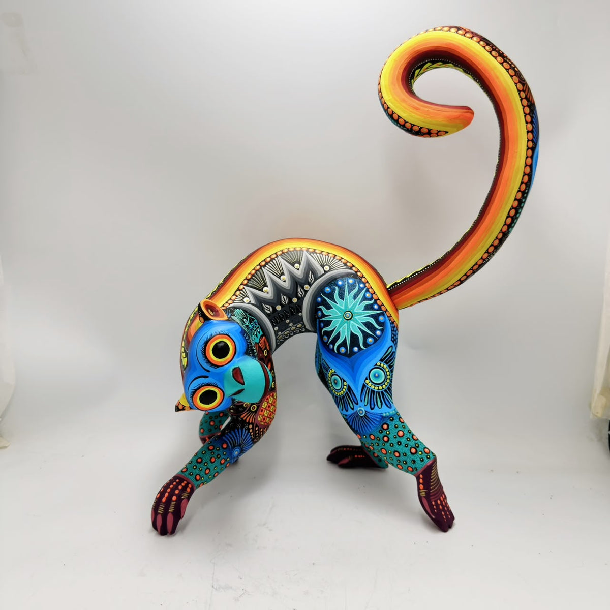 Mexican Folk Art Oaxacan Wood Carving Alebrije Hand Made, Monkey By Luis Sosa PP9600