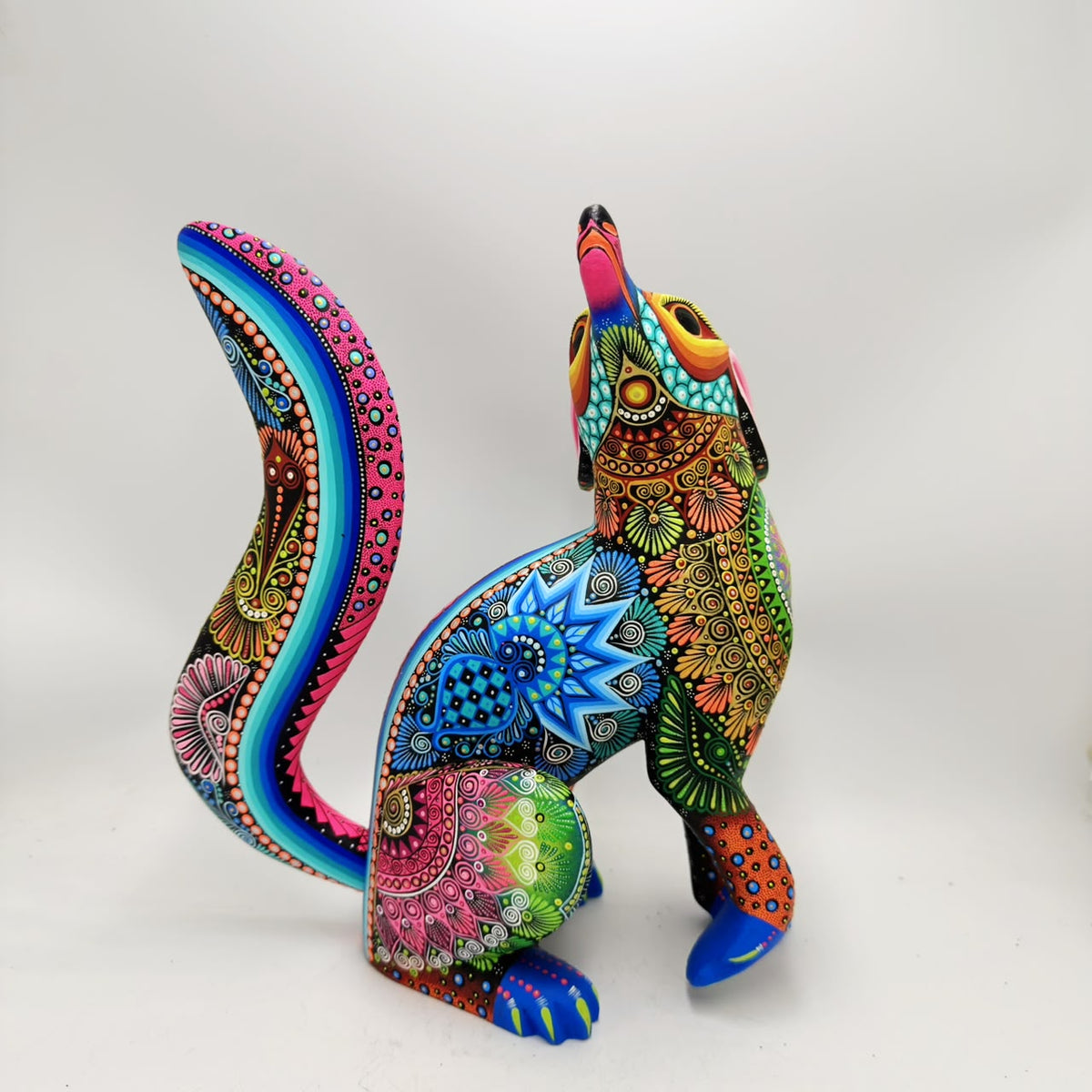Mexican Folk Art Oaxacan Wood Carving Alebrije Hand Made, Coyote By Luis Sosa PP9601