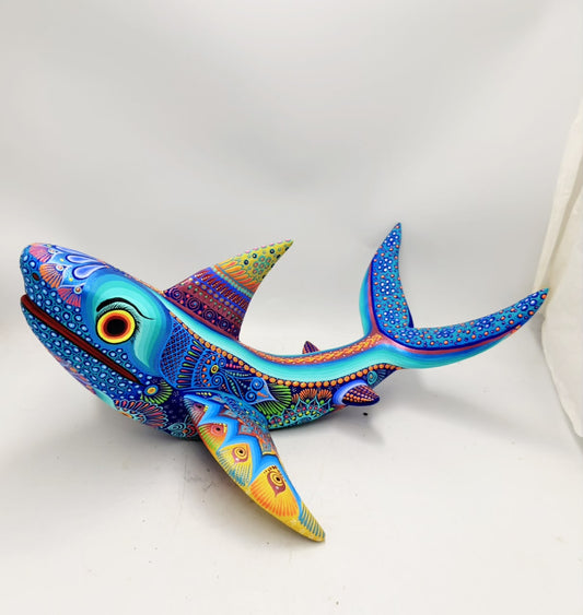 Mexican Folk Art Oaxacan Wood Carving Alebrije Hand Made, Shark By Luis Sosa PP9603
