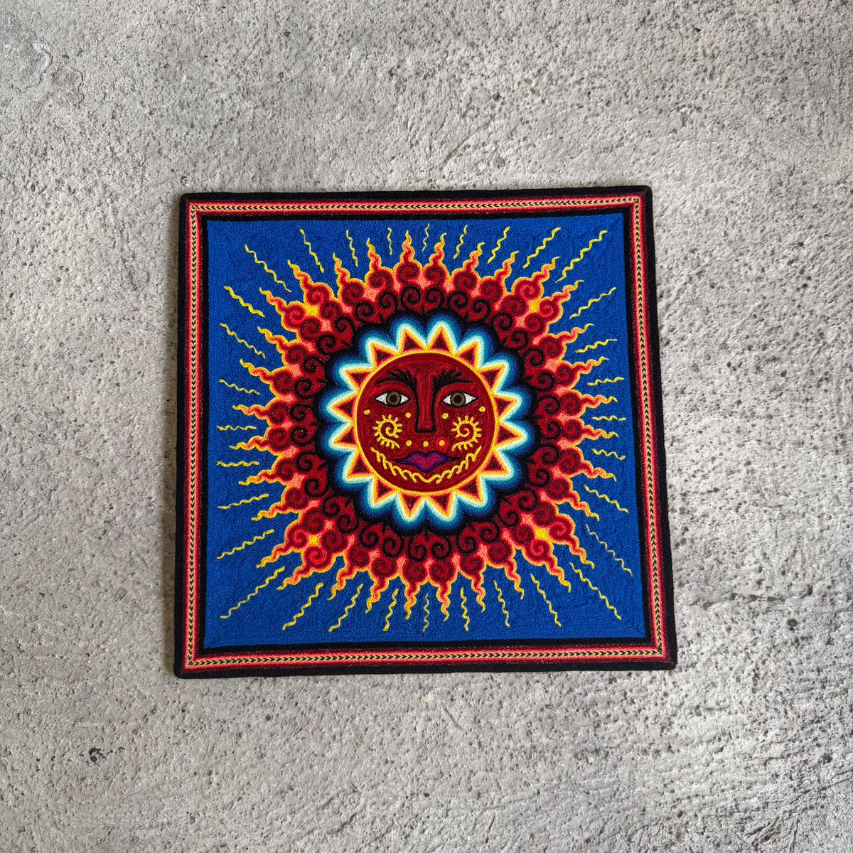 Huichol Indian Yarn Painting by  Samuel Hernandez  PP9615