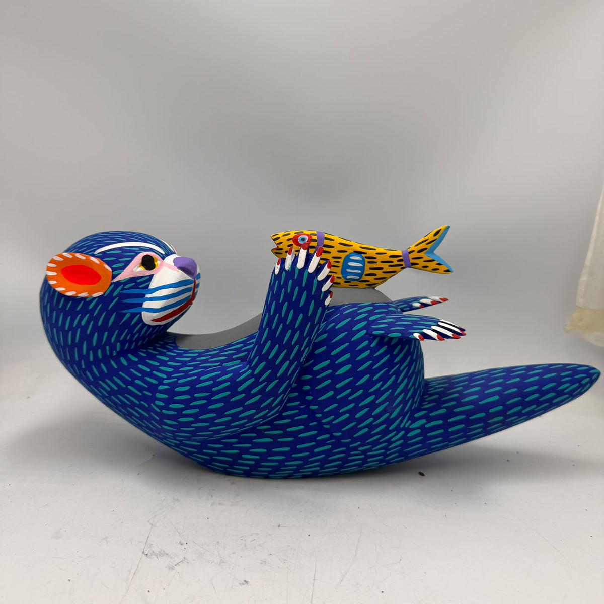 Oaxacan Wood Carving Hand Made, Otter with Baby By Armando Jimenez  PP9619