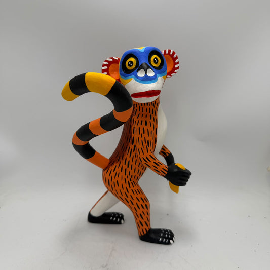 Oaxacan Wood Carving Hand Made, Monkey By Armando Jimenez  PP9624