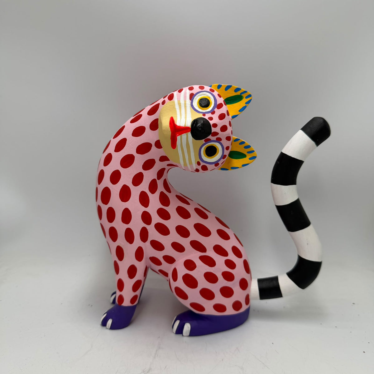 Oaxacan Wood Carving Hand Made, Cat By Armando Jimenez  PP9625