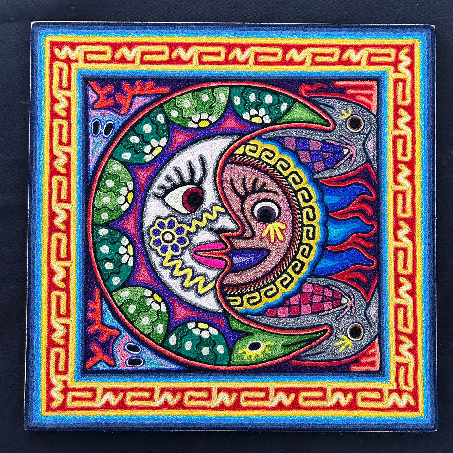 Paint Yarn  huichol Indian Yarn, Painting by Luis Castro PP7157