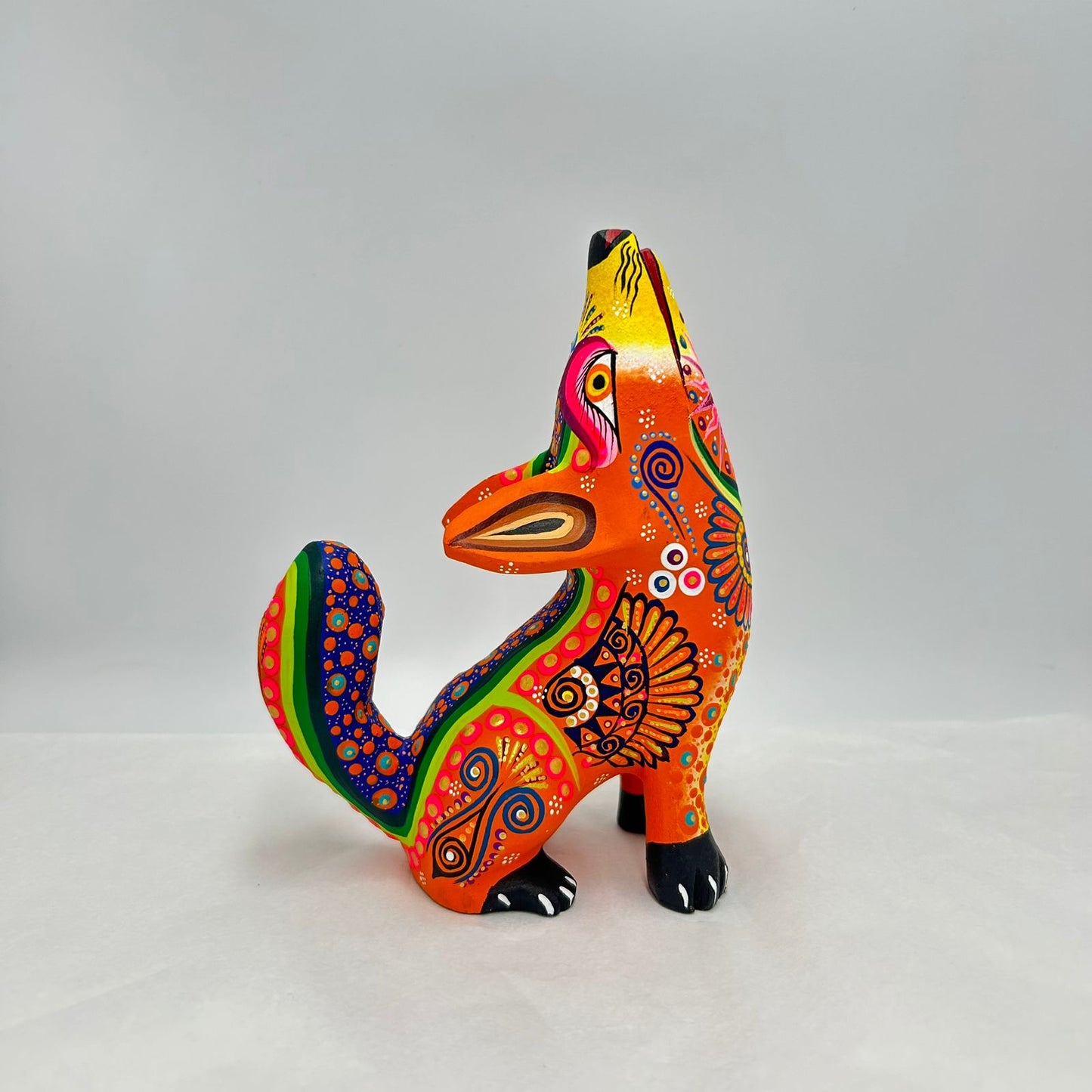 Oaxacan Wood Carving Hand Made Coyote By Estudio 2403 PP7166