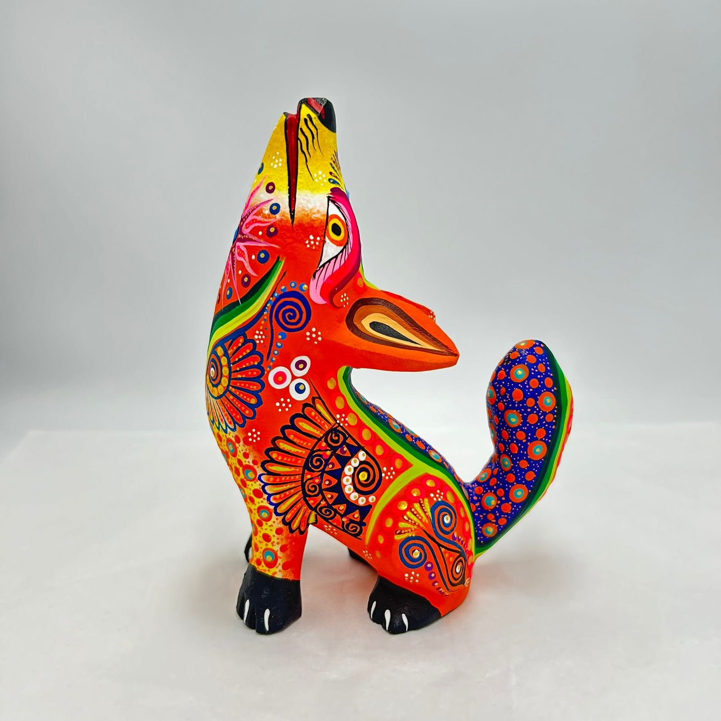 Oaxacan Wood Carving Hand Made Coyote By Estudio 2403 PP7166