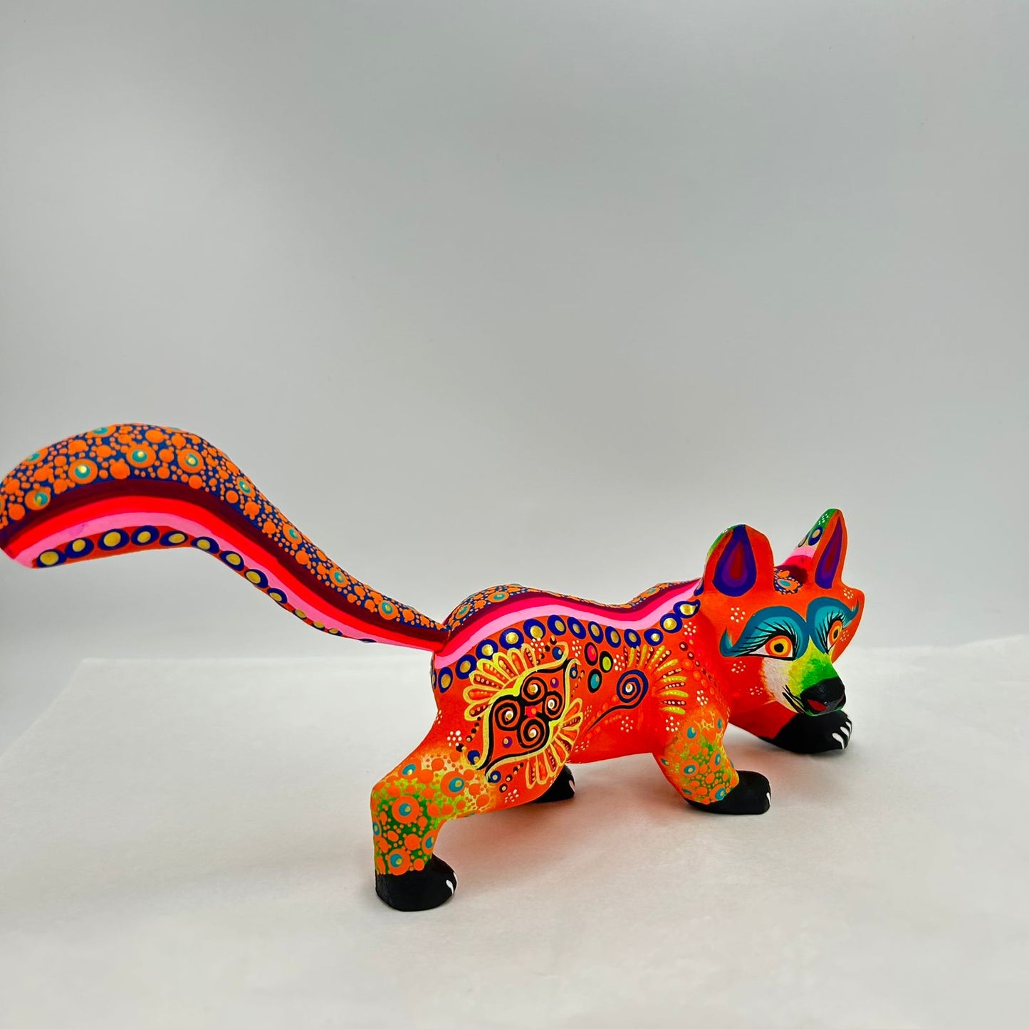 Oaxacan Wood Carving Hand Made Fox By Estudio 2403 PP7176