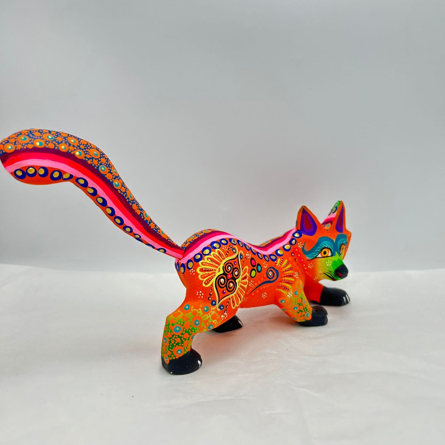 Oaxacan Wood Carving Hand Made Fox By Estudio 2403 PP7182