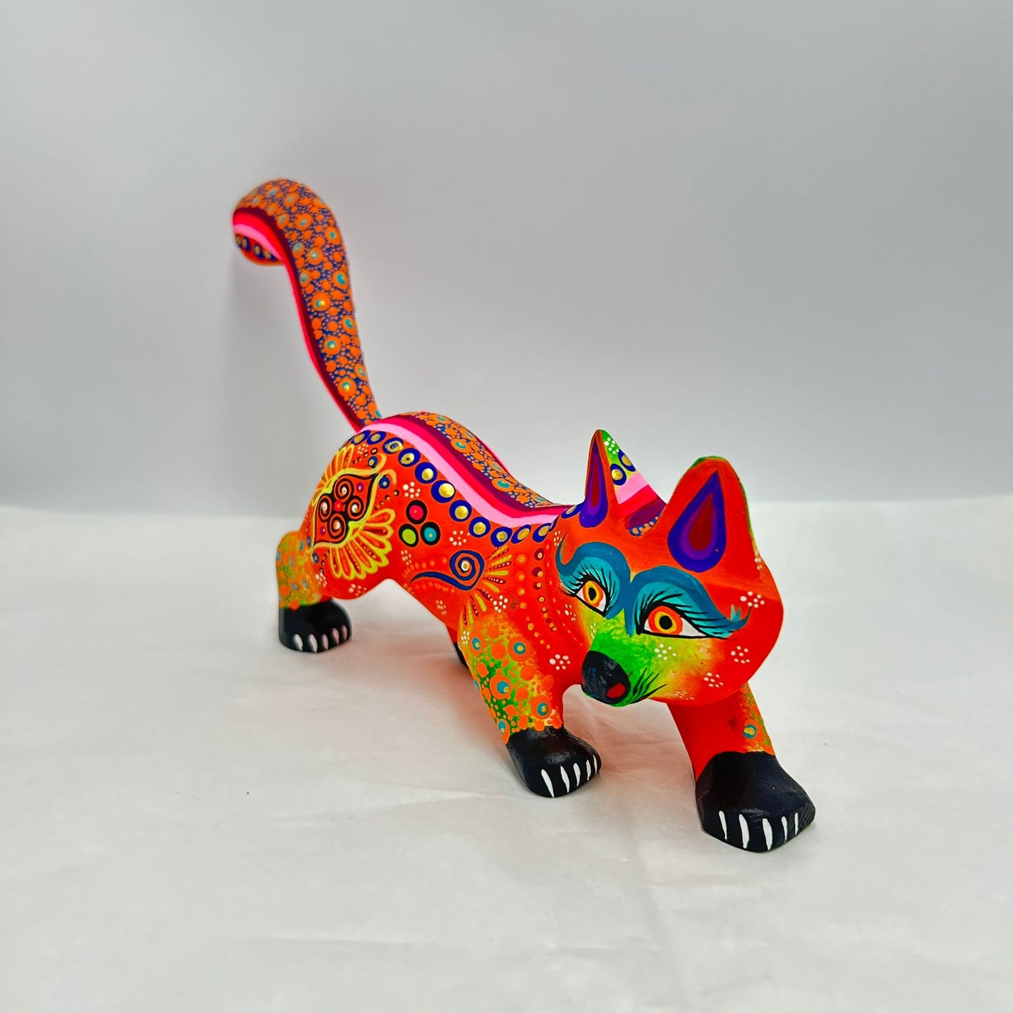 Oaxacan Wood Carving Hand Made Fox By Estudio 2403 PP7182