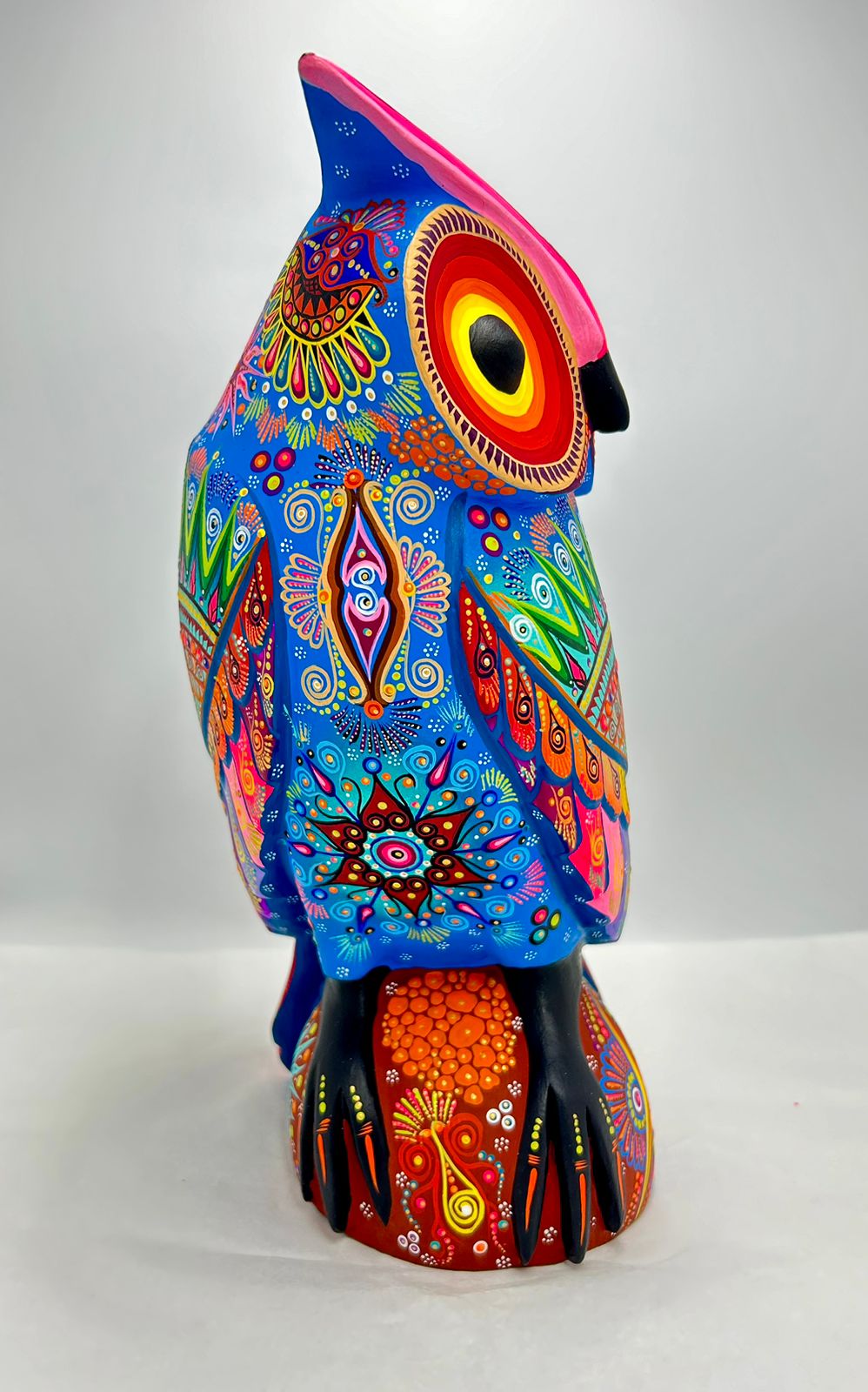 Oaxacan Wood Carving Hand Made Owl By Cesar Melchor PP7186