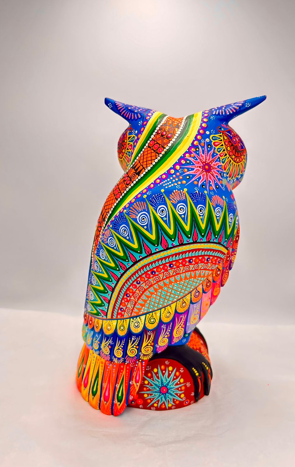 Oaxacan Wood Carving Hand Made Owl By Cesar Melchor PP7186