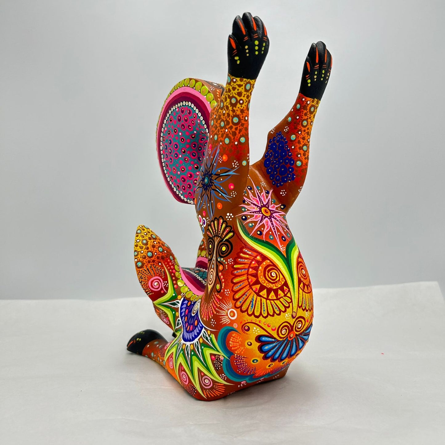 Oaxacan Wood Carving Hand Made Yoga Fox By Cesar Melchor PP7188