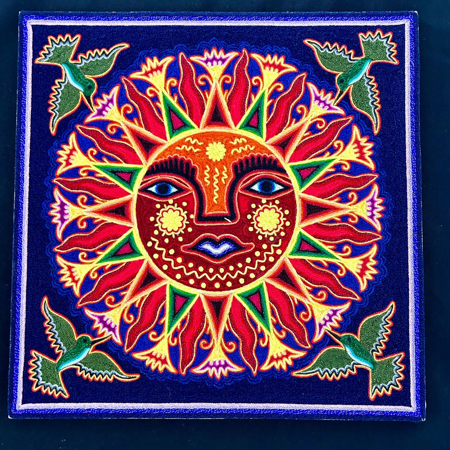 Huichol Indian Yarn Painting by  Samuel Hernandez PP7193