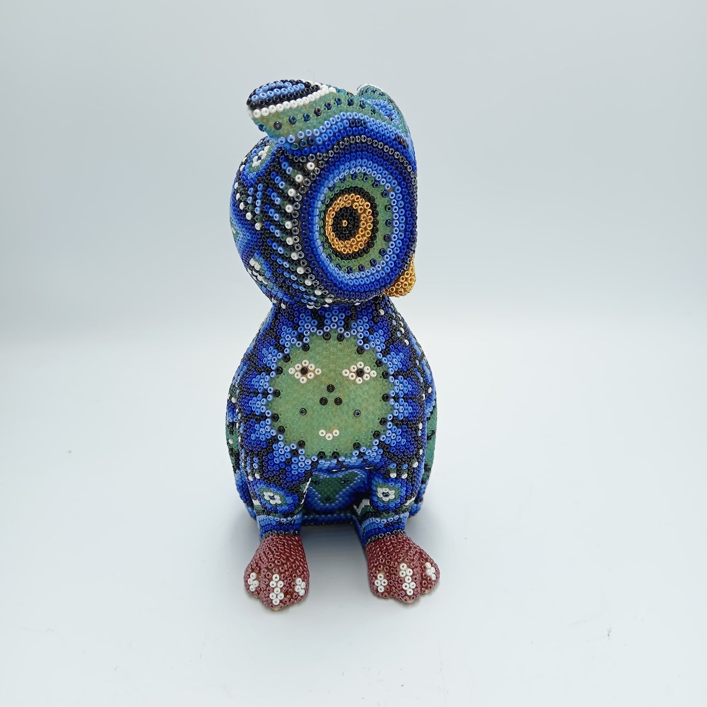 Mexican Folk Art Huichol Beaded Owl by Isandro Villa Lopez PP7202