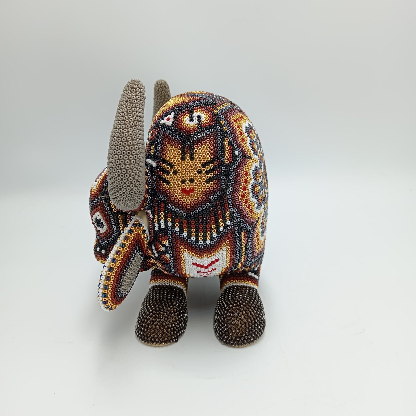 Mexican Folk Art Huichol Beaded Bufalo by Isandro Villa Lopez PP7200