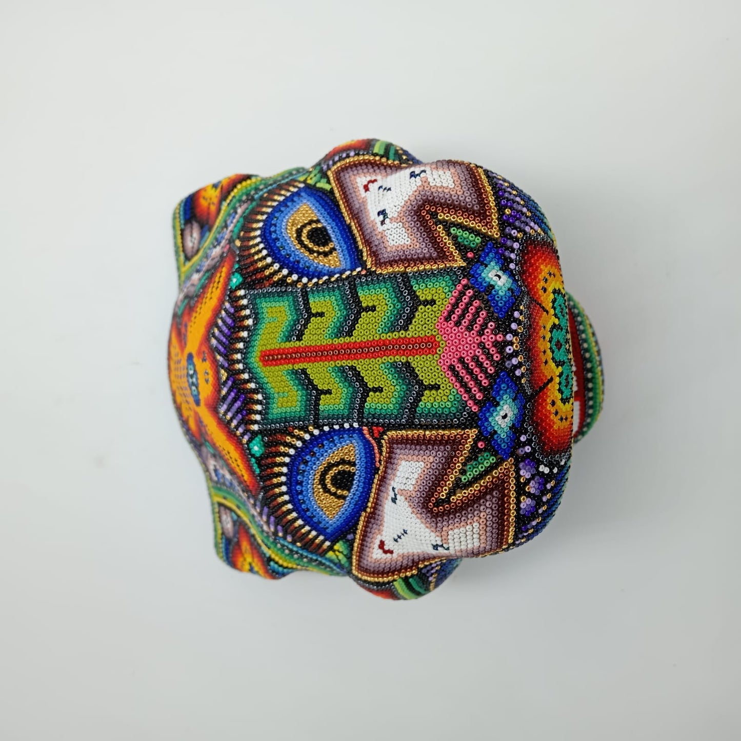 Huichol Mexican Folk Art Jaguar Head by Isandro Villa Lopez PP7215