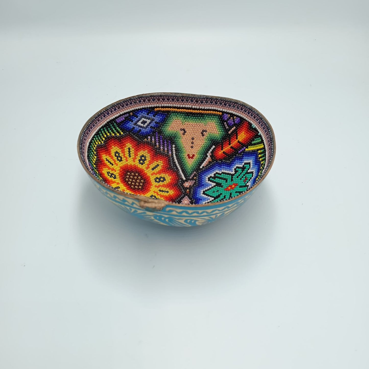 Huichol Hand Beaded Gourd Bowl By Isandro Villa Lopez PP7218