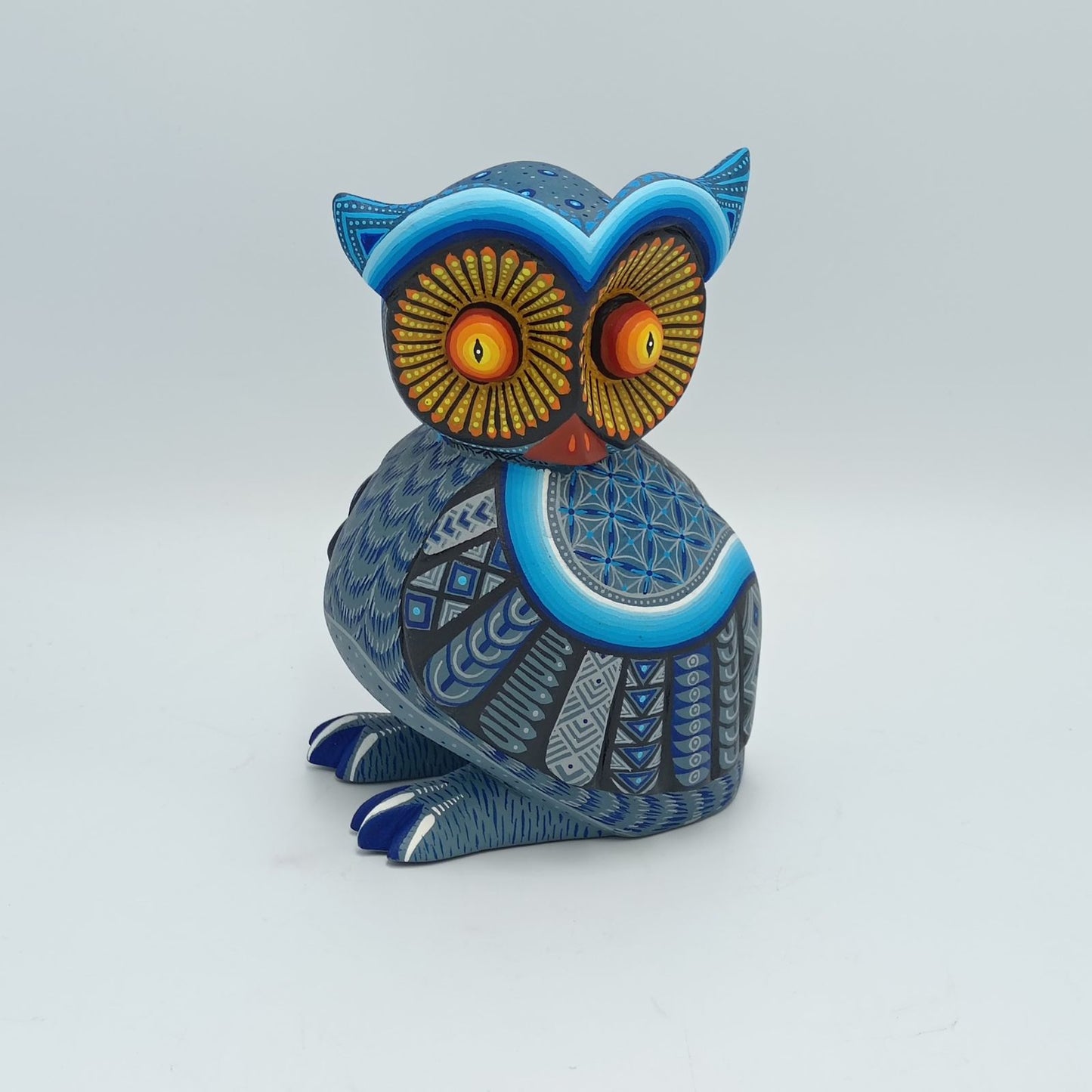 Mexican Oaxacan Wood Carving Owl By Julia Fuentes PP7222