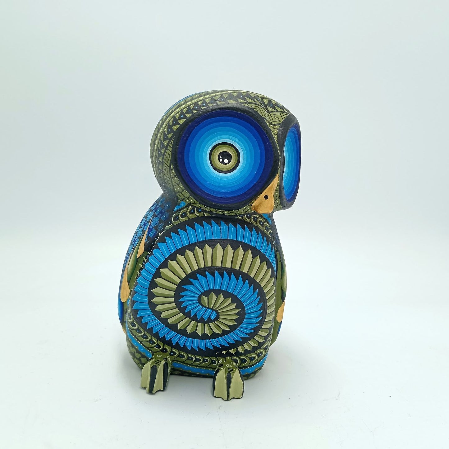 Mexican Oaxacan Wood Carving Owl By Ivan Fuentes PP7287