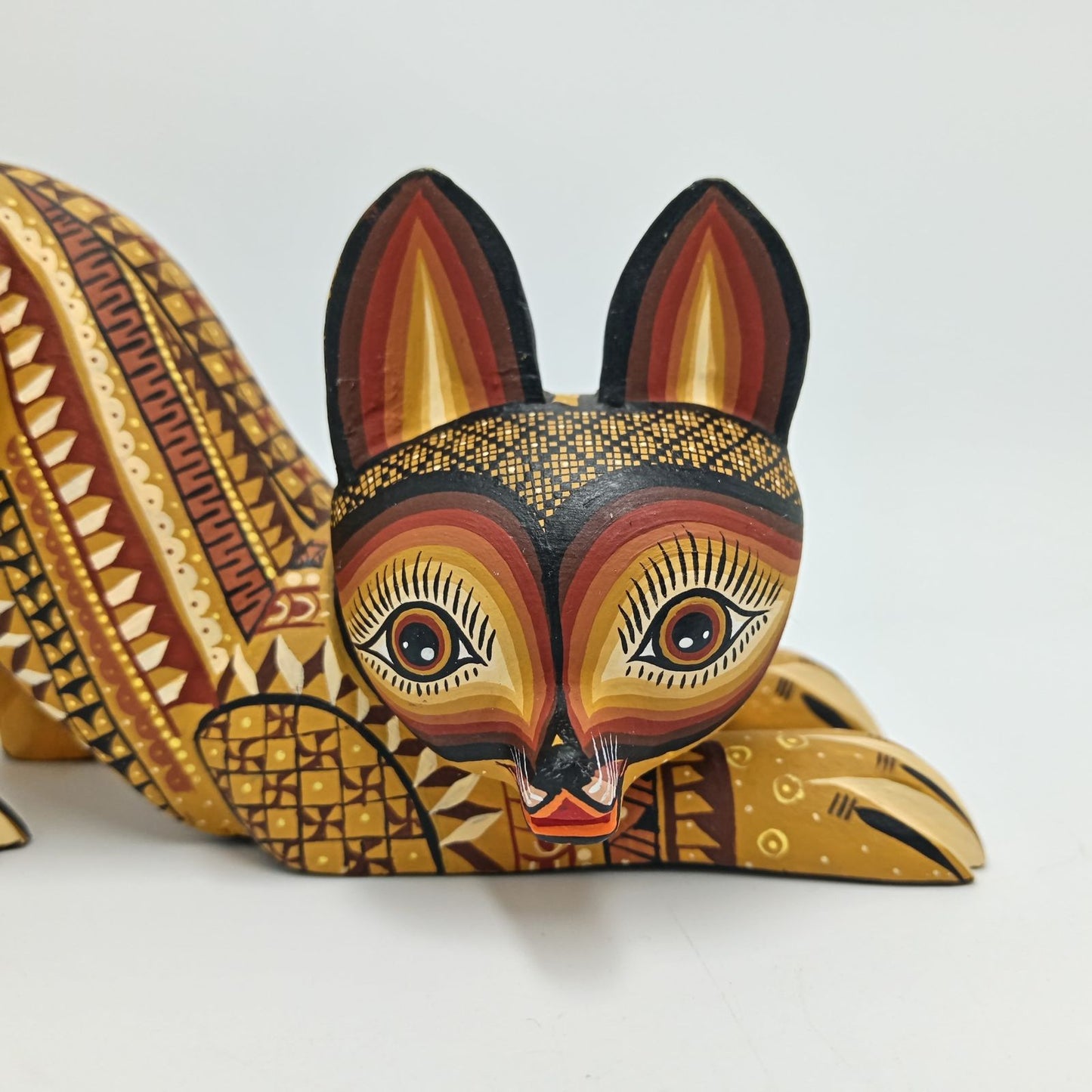 Mexican Oaxacan Wood Carving Cat By Ivan Fuentes PP7291