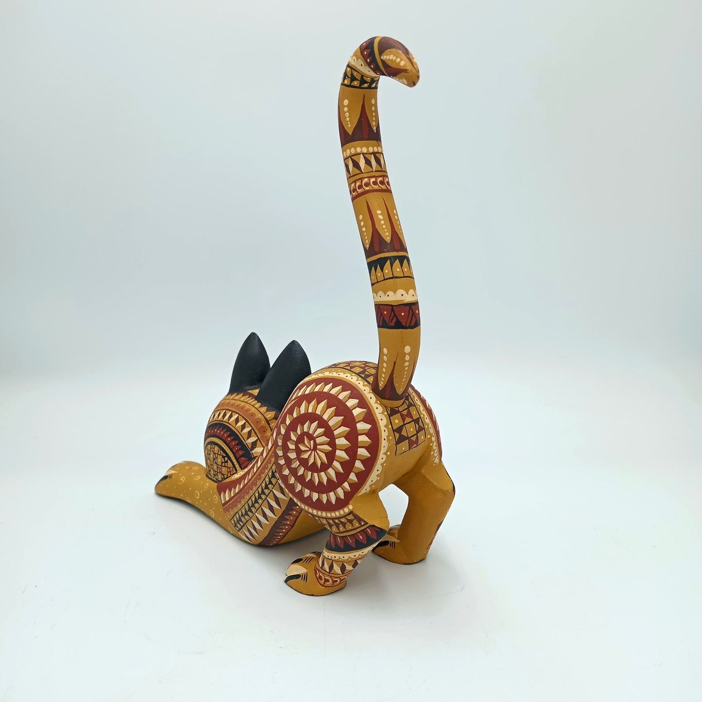 Mexican Oaxacan Wood Carving Cat By Ivan Fuentes PP7291