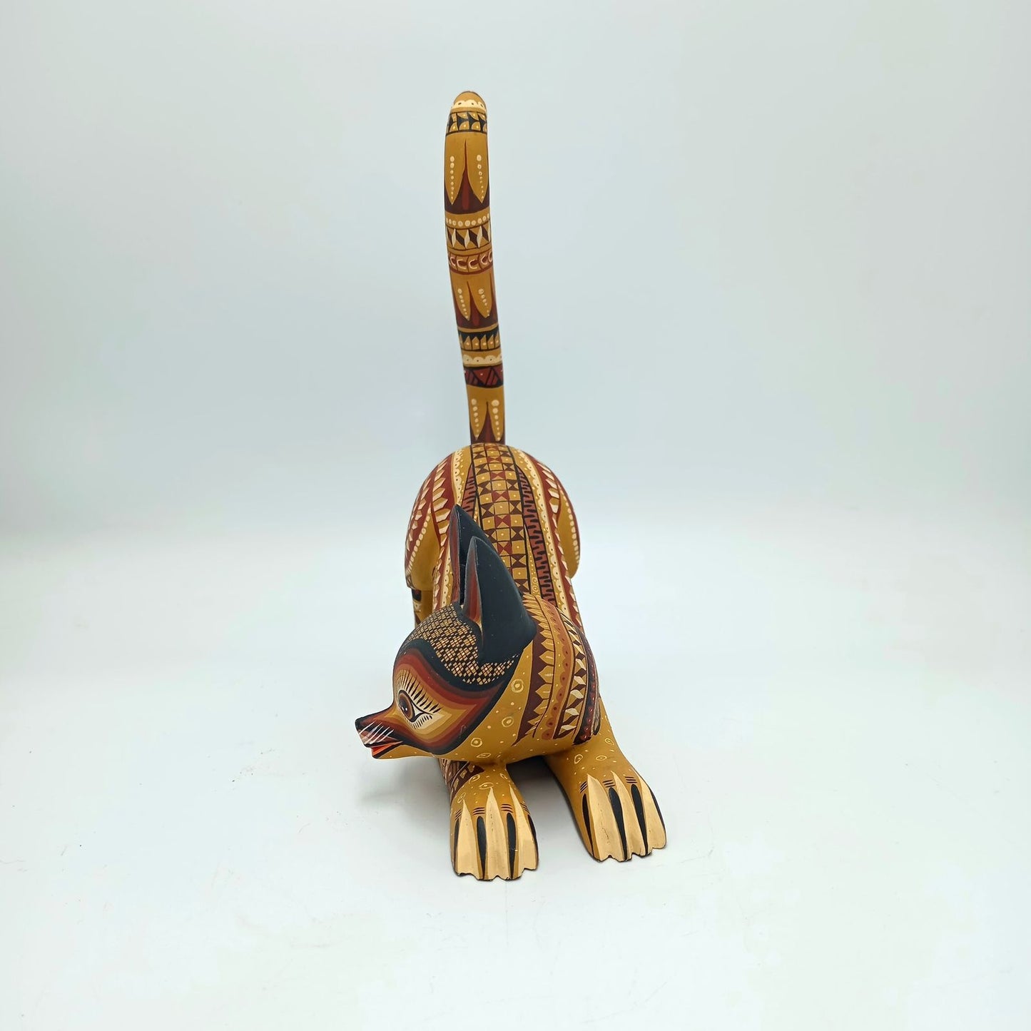 Mexican Oaxacan Wood Carving Cat By Ivan Fuentes PP7291