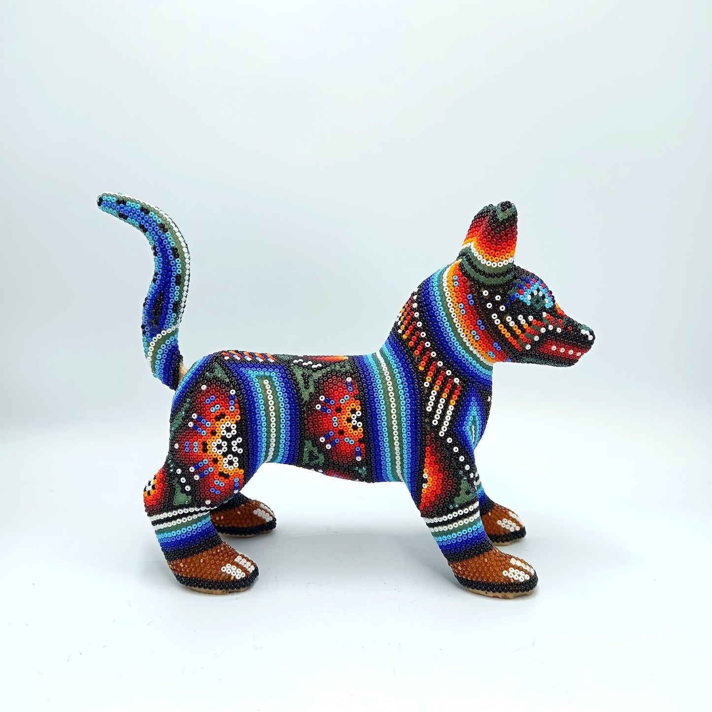 Huichol Hand Beaded Coyote By Santos Bautista PP7298