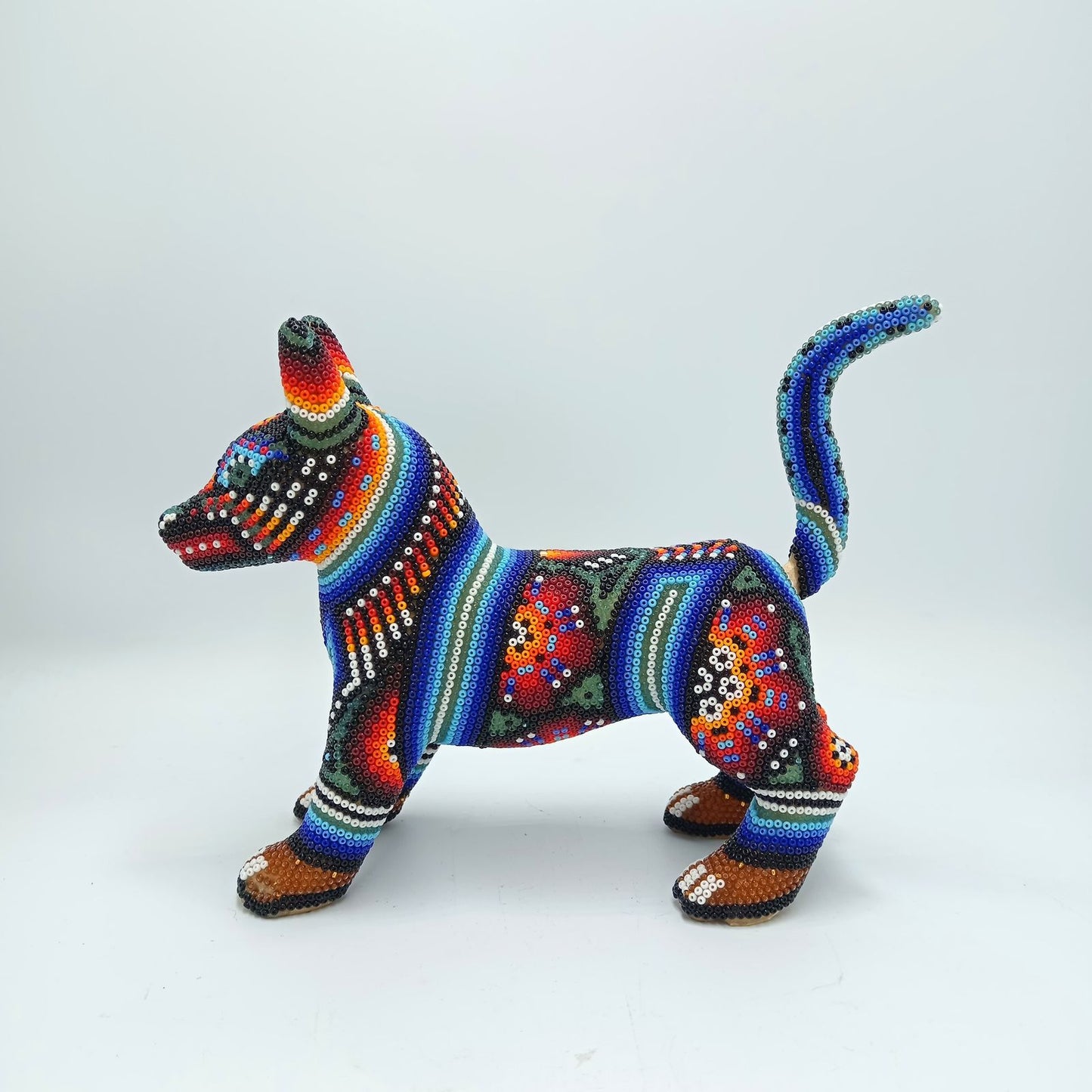 Huichol Hand Beaded Coyote By Santos Bautista PP7298