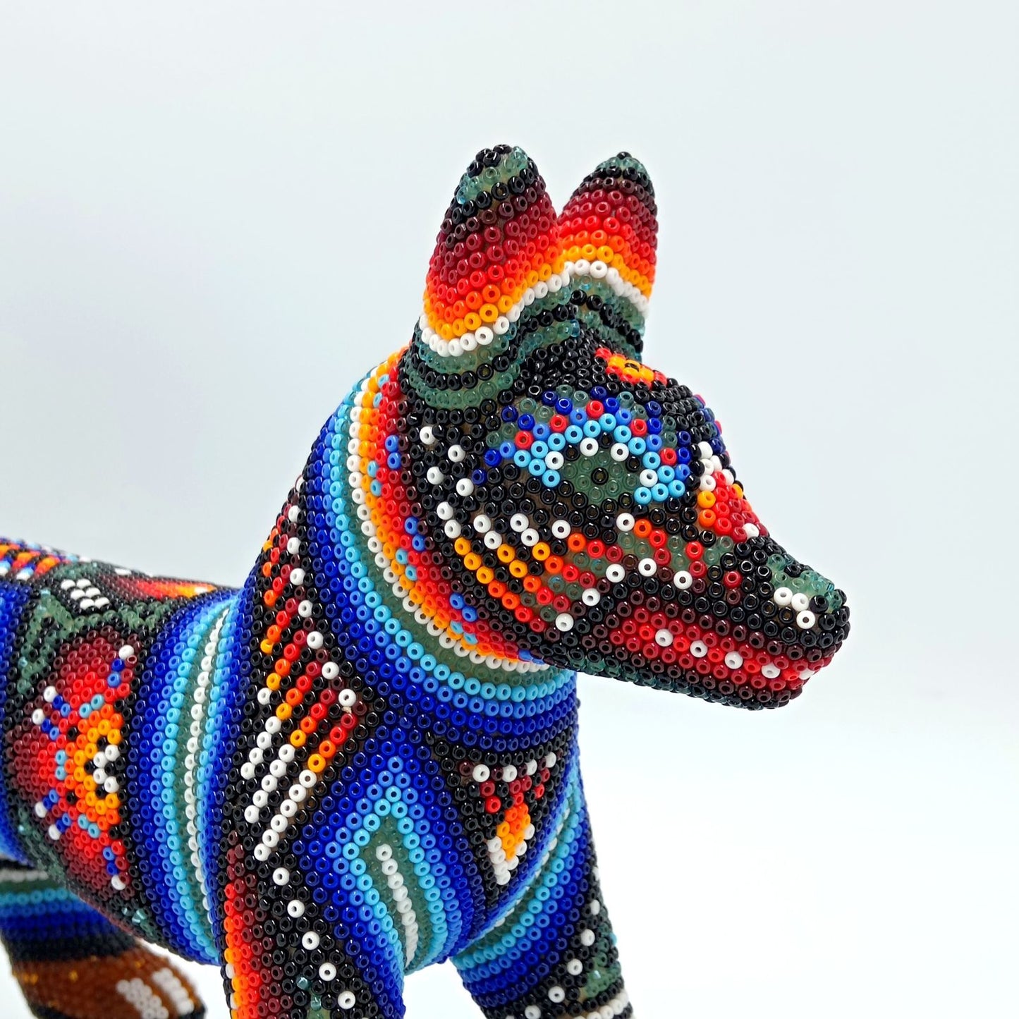 Huichol Hand Beaded Coyote By Santos Bautista PP7298