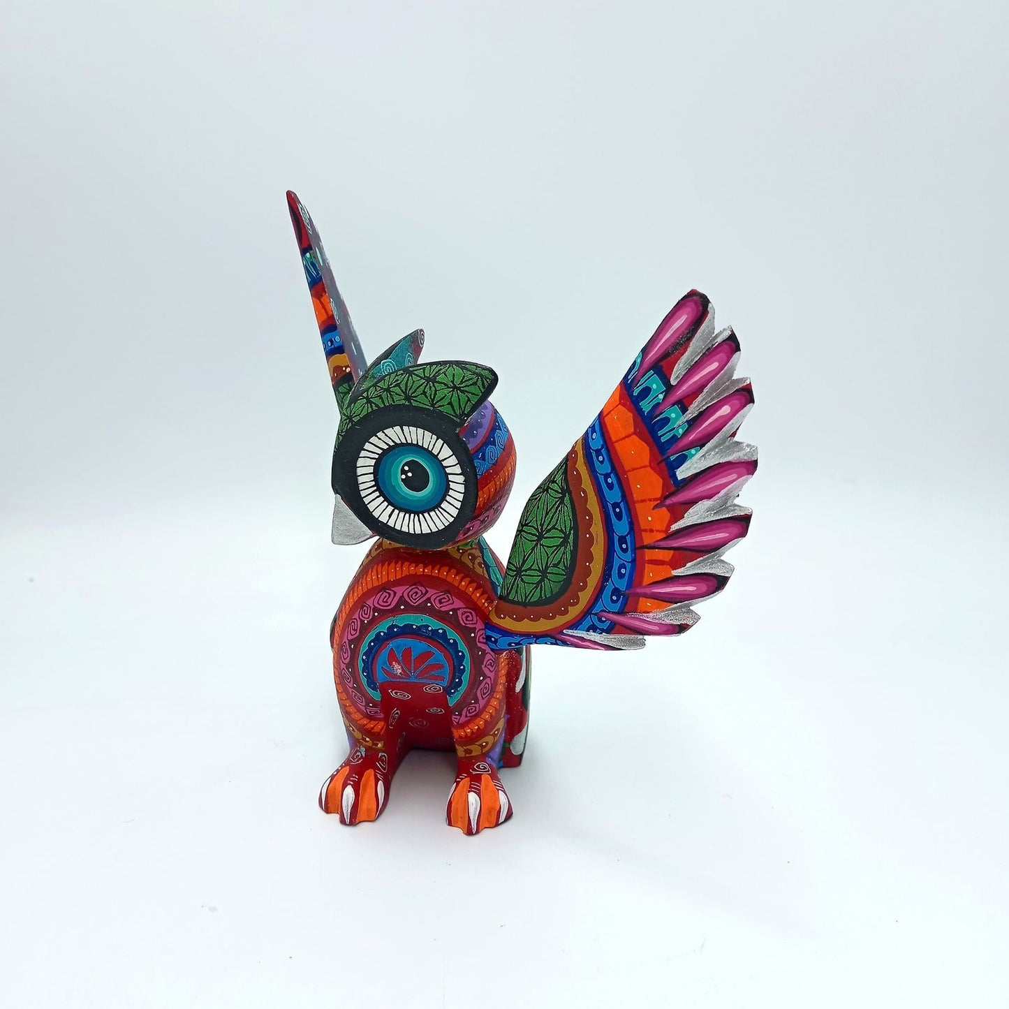 Mexican Oaxacan Wood Carving Owl By Ivan Fuentes PP7306