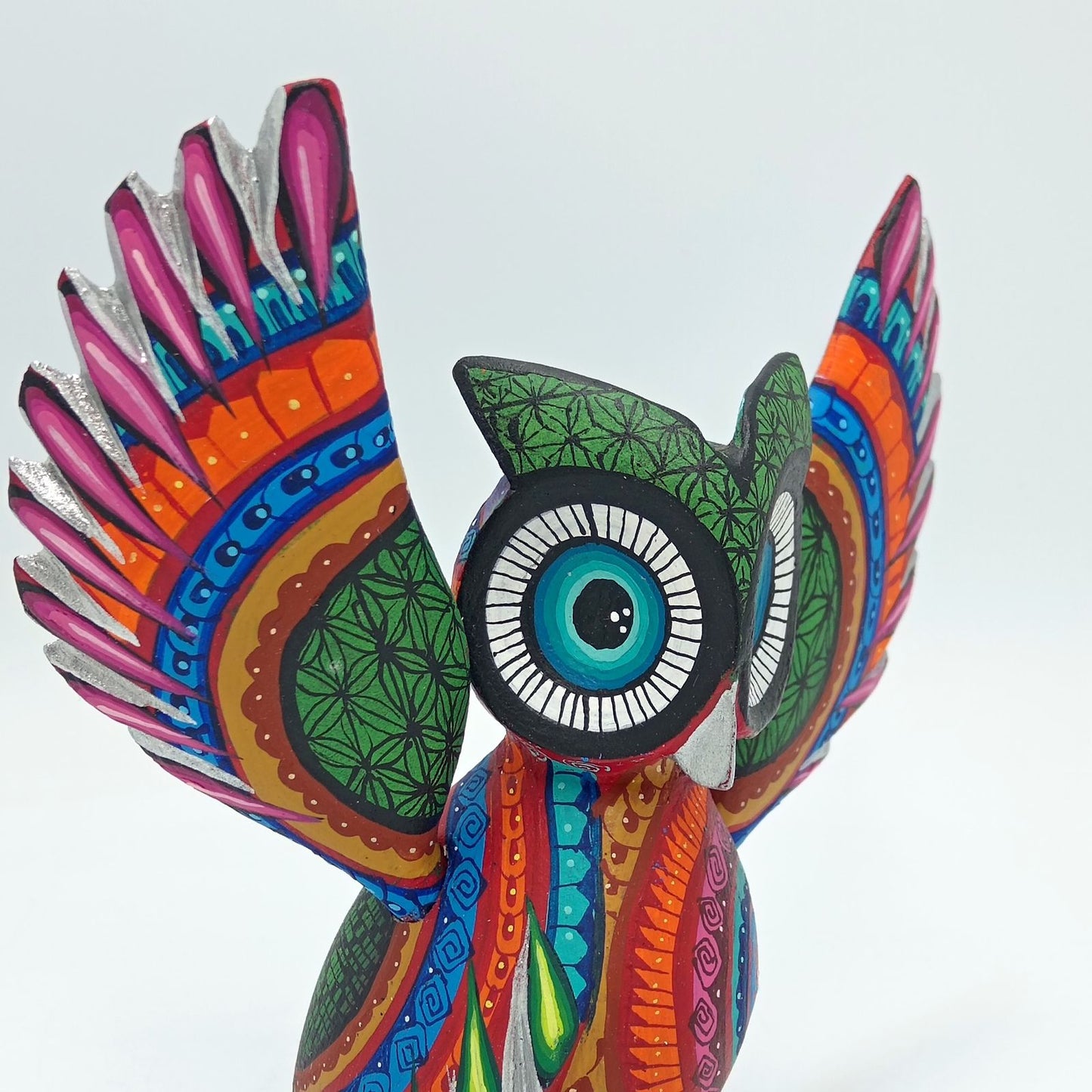 Mexican Oaxacan Wood Carving Owl By Ivan Fuentes PP7306