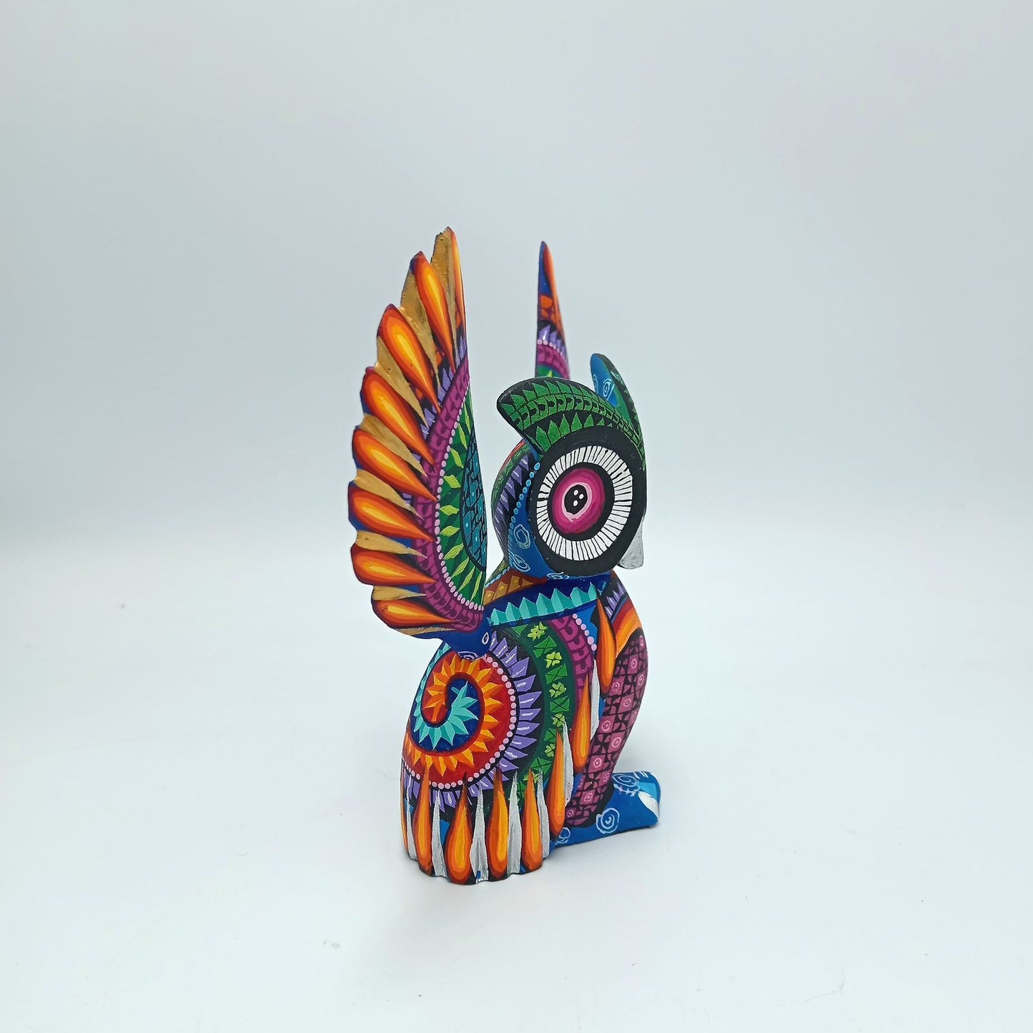 Mexican Oaxacan Wood Carving Owl By Ivan Fuentes PP7307