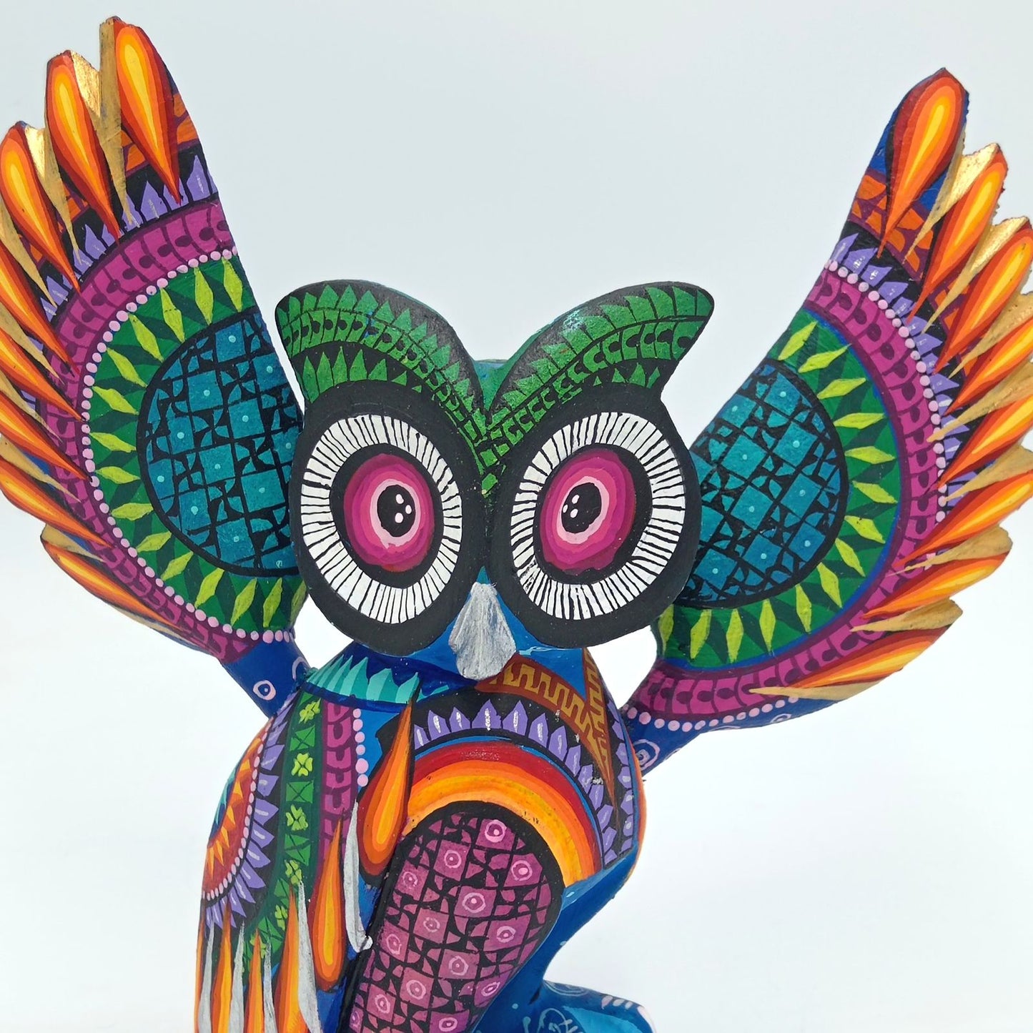 Mexican Oaxacan Wood Carving Owl By Ivan Fuentes PP7307