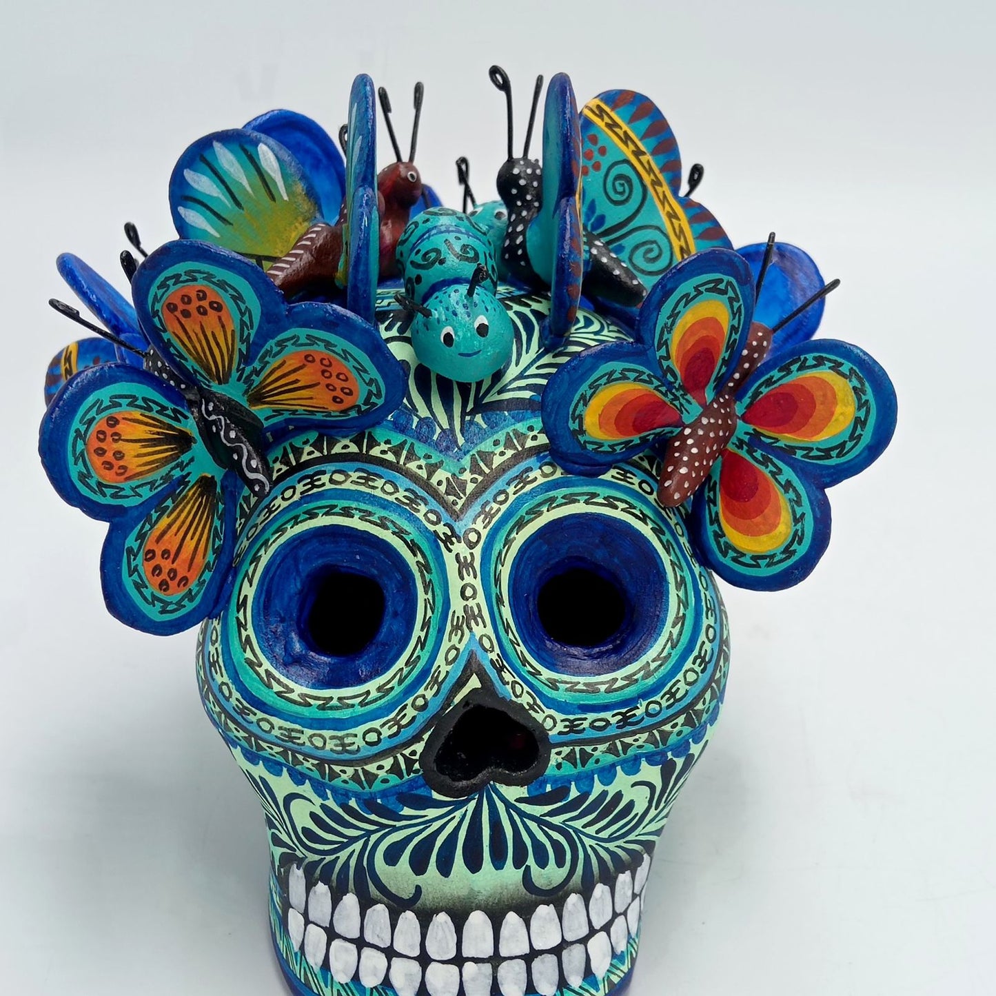 Day Of The Dead Ceramics Monarcas Human Skull By Alfonso Castillo PP7424