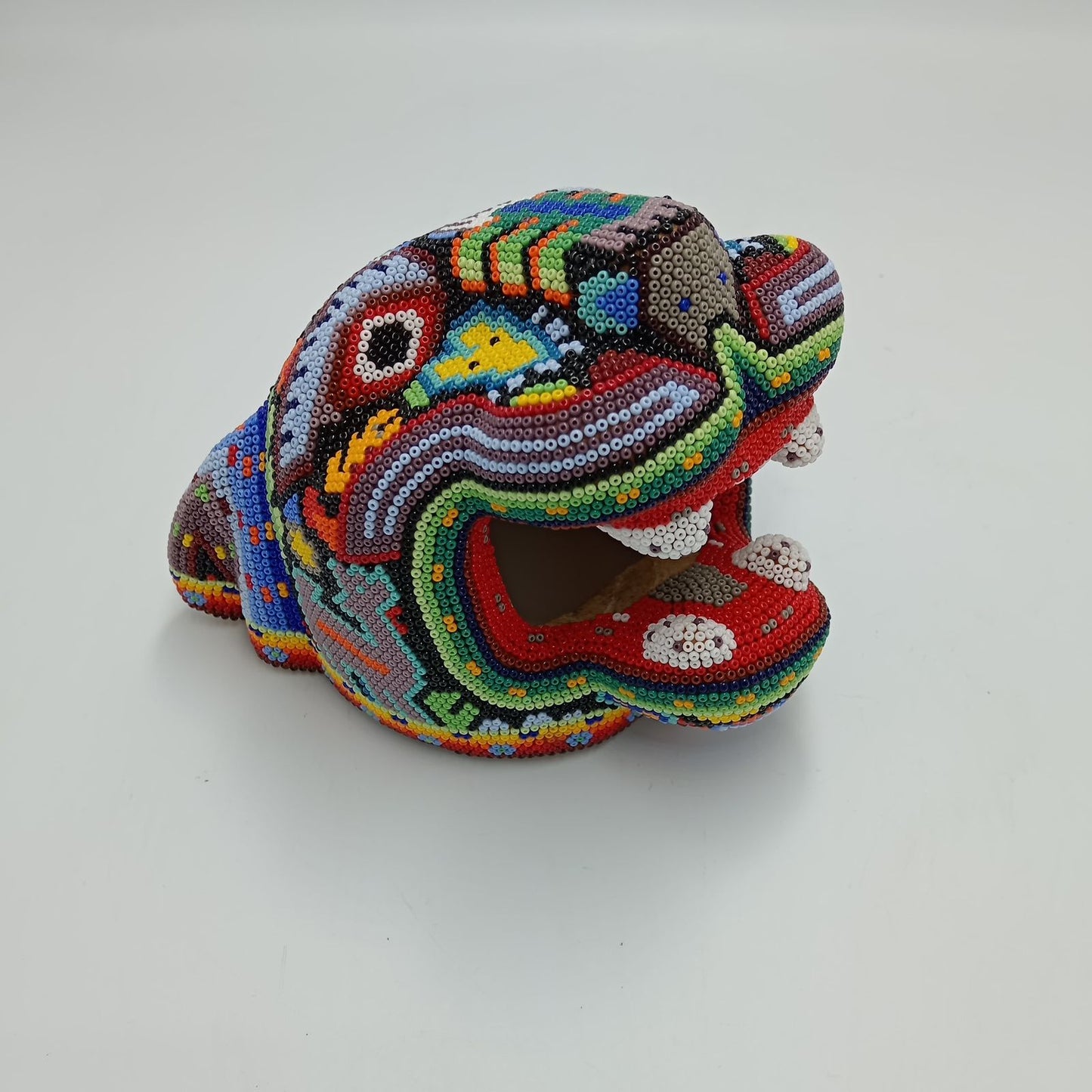 Huichol Hand Beaded Jaguar Head By Jesus Jimenez PP7524