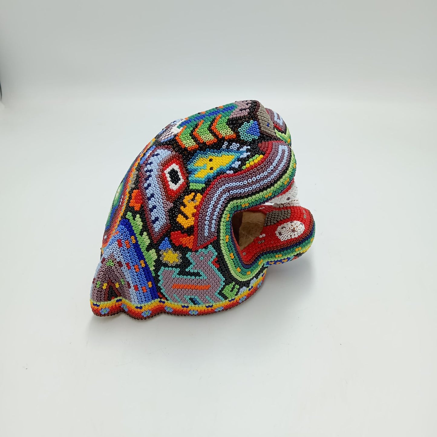 Huichol Hand Beaded Jaguar Head By Jesus Jimenez PP7524