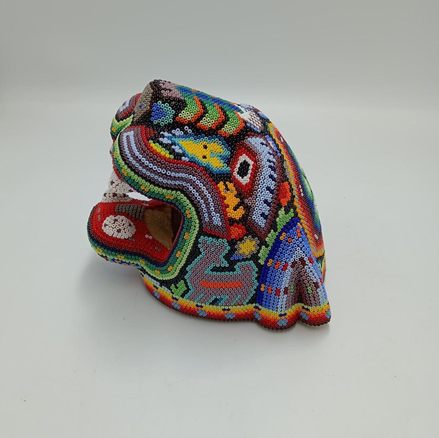 Huichol Hand Beaded Jaguar Head By Jesus Jimenez PP7524