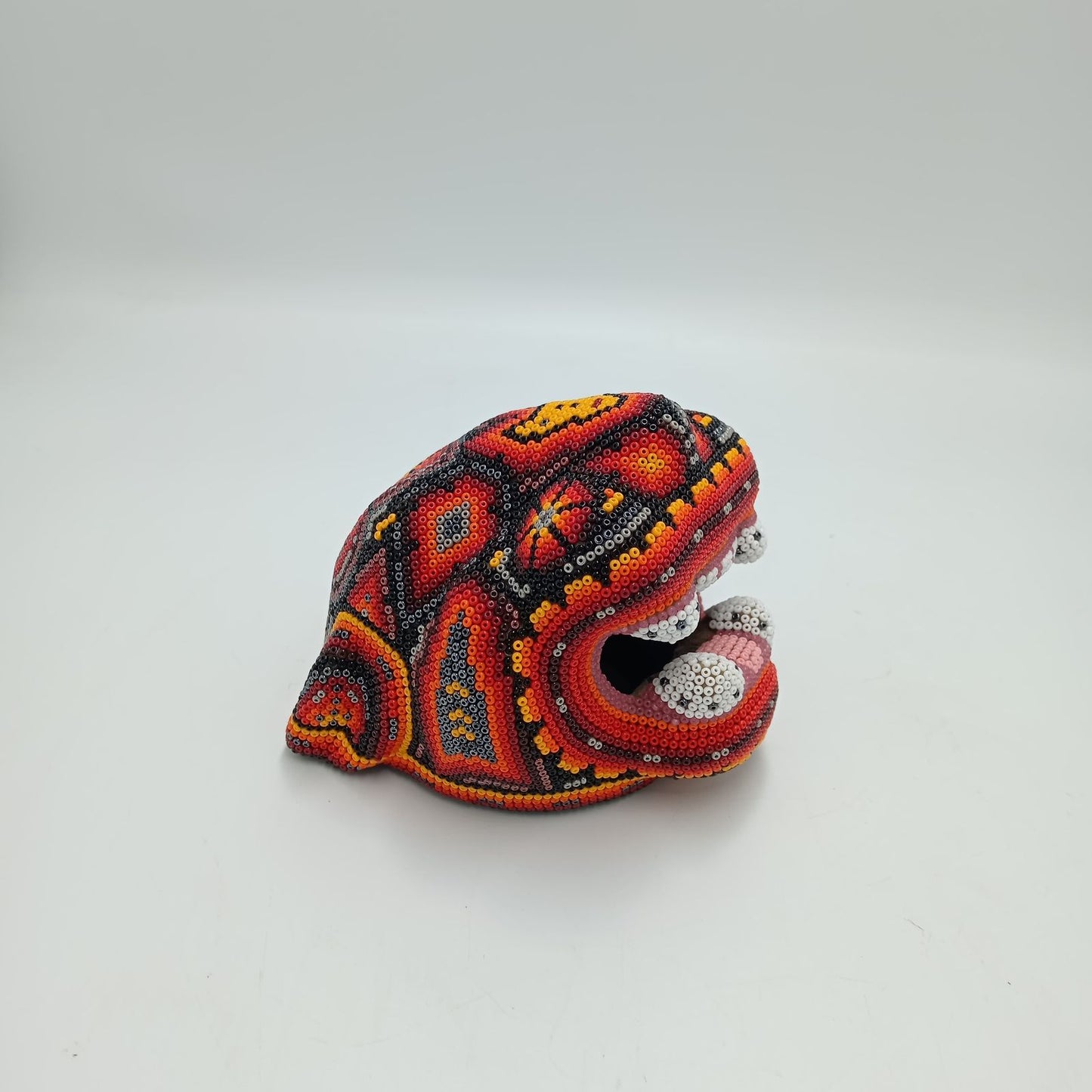 Huichol Mexican Hand Beaded Jaguar Head By Isandro Villa Lopez PP7512