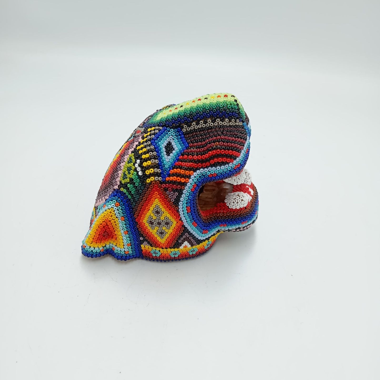 Huichol Hand Beaded Jaguar Head By Jesus Jimenez PP7519