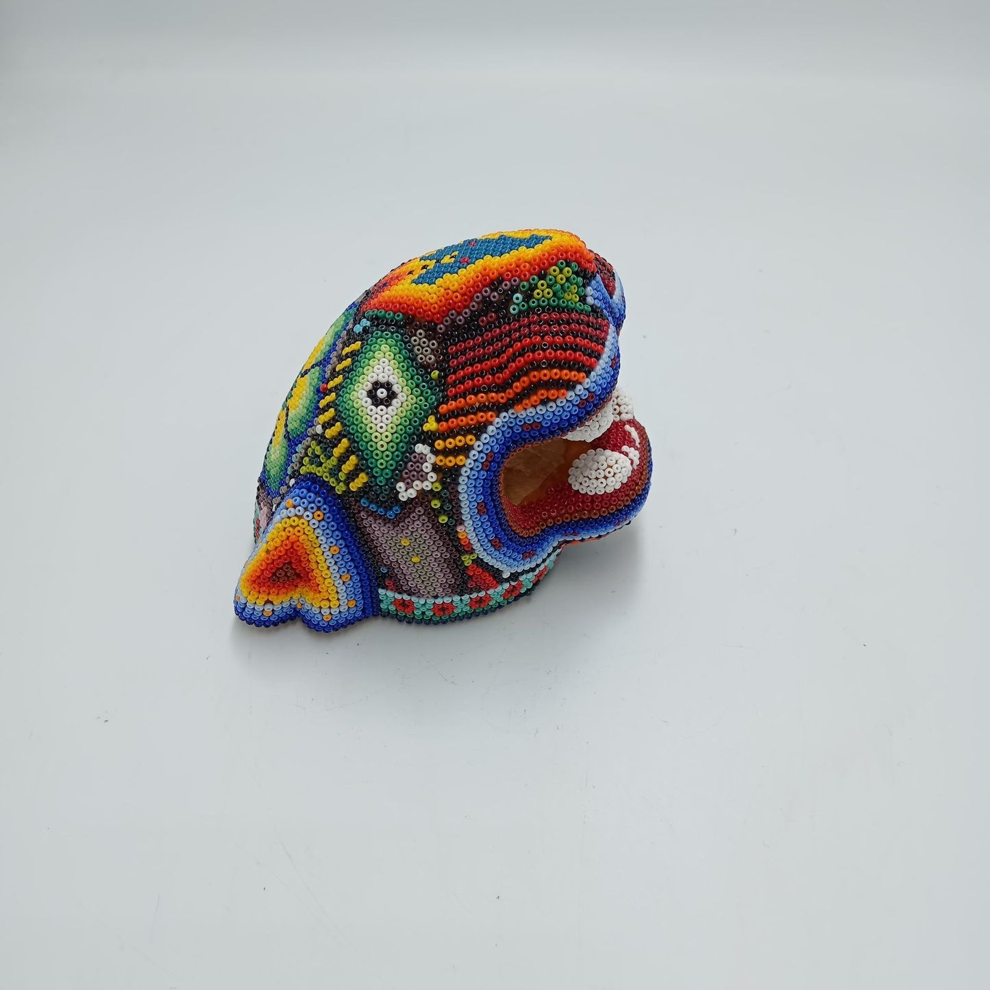 Huichol Hand Beaded Jaguar Head By Jesus Jimenez PP7520