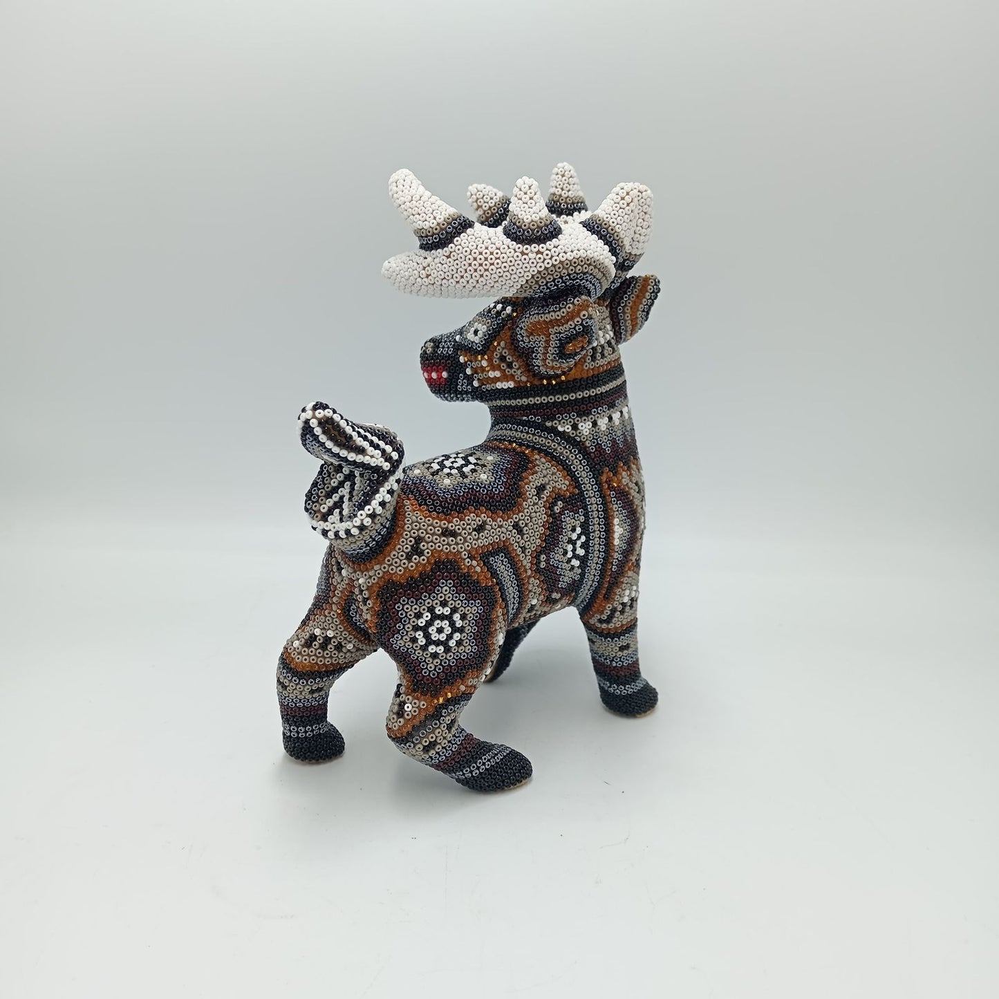 Mexican Folk Art Huichol Hand Beaded Deer By Santos Bautista PP7540