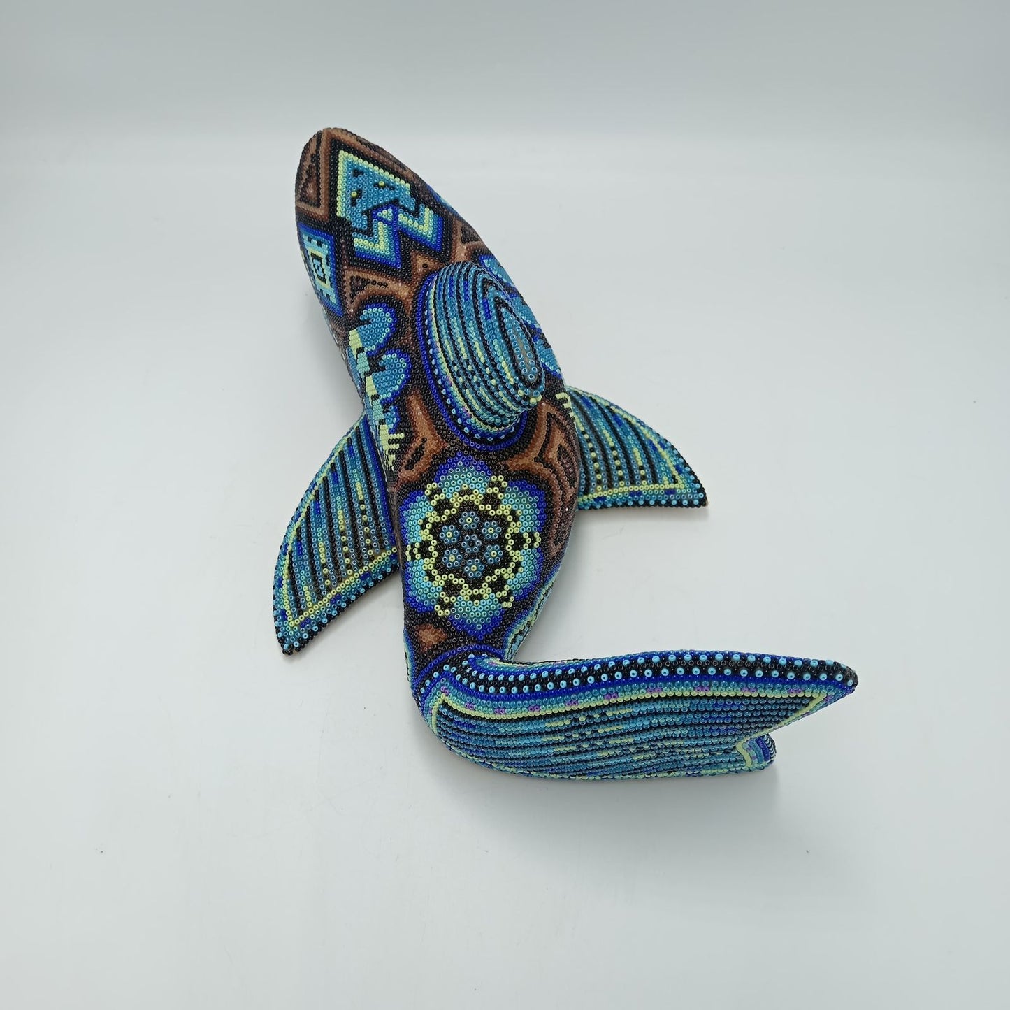 Mexican Folk Art Huichol Hand Beaded Shark By Santos Bautista PP7541