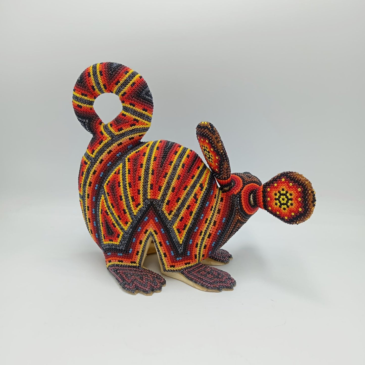 Mexican Folk Art Huichol Hand Beaded Armadillo By Santos Bautista PP7536