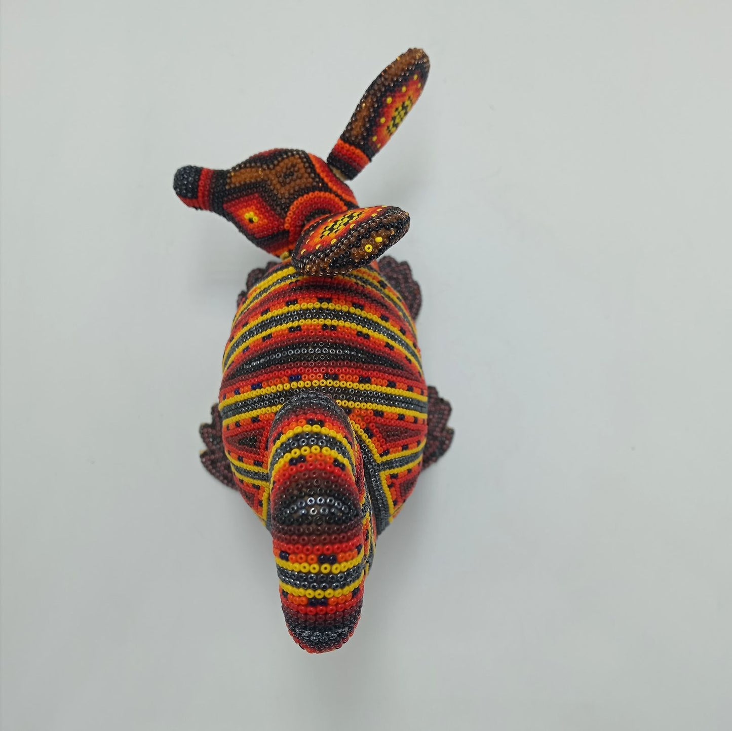 Mexican Folk Art Huichol Hand Beaded Armadillo By Santos Bautista PP7536