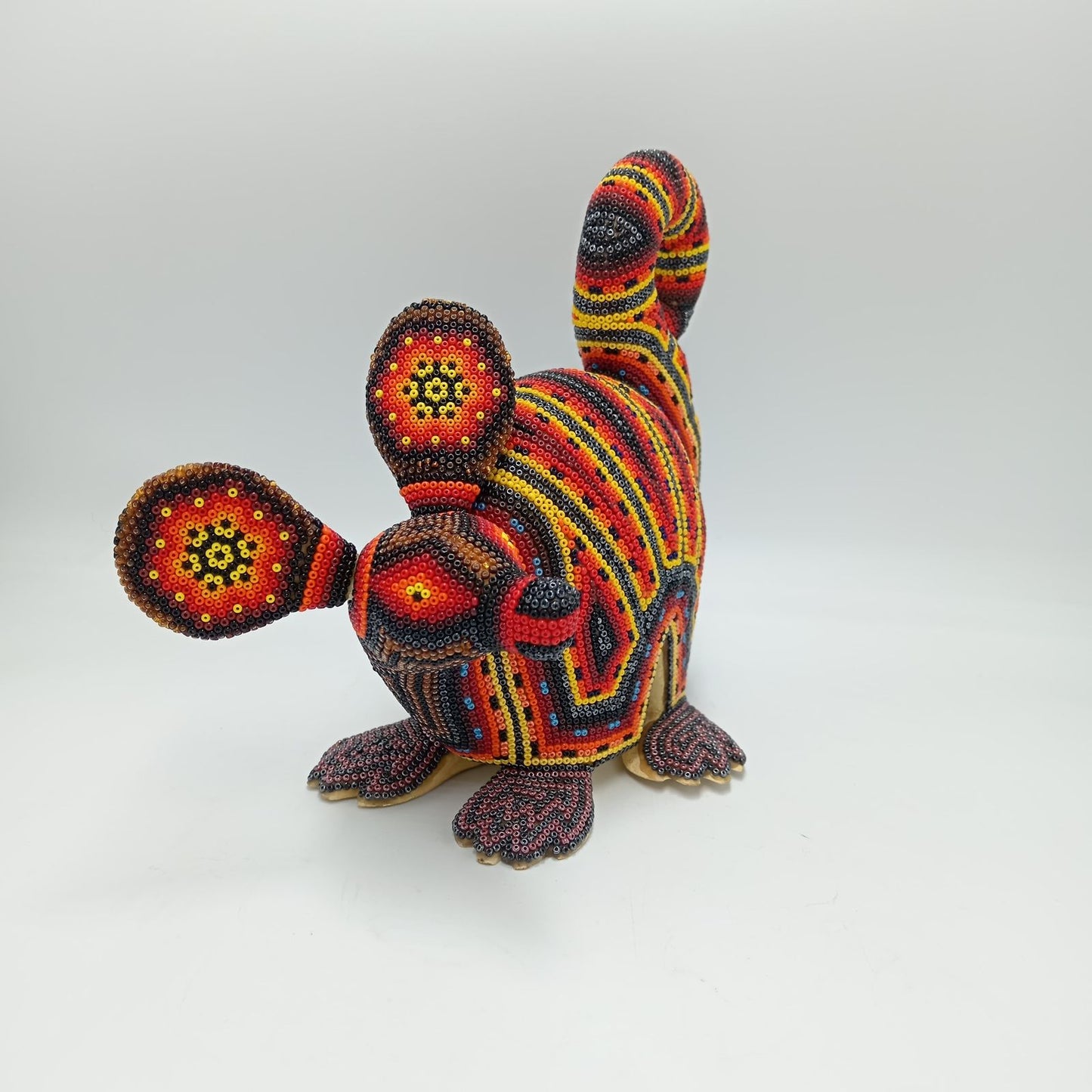 Mexican Folk Art Huichol Hand Beaded Armadillo By Santos Bautista PP7536