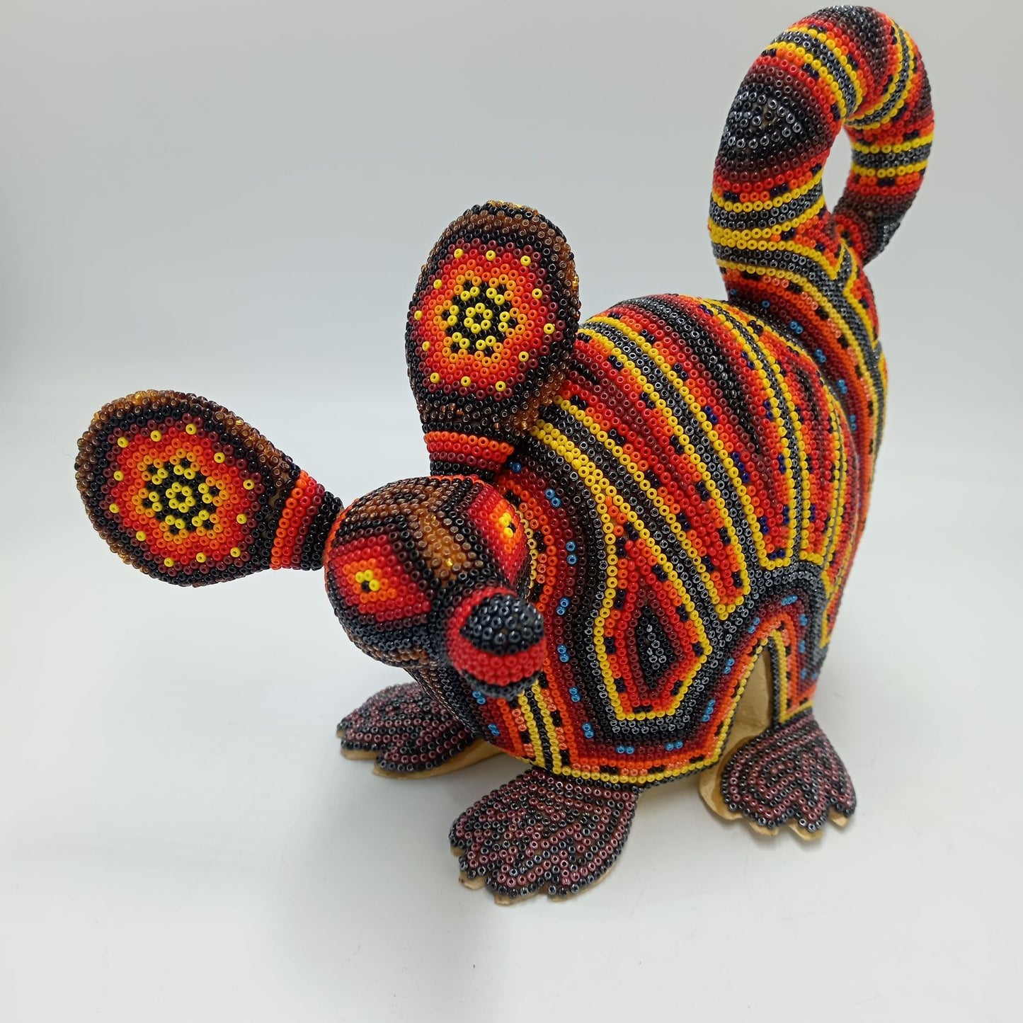 Mexican Folk Art Huichol Hand Beaded Armadillo By Santos Bautista PP7536