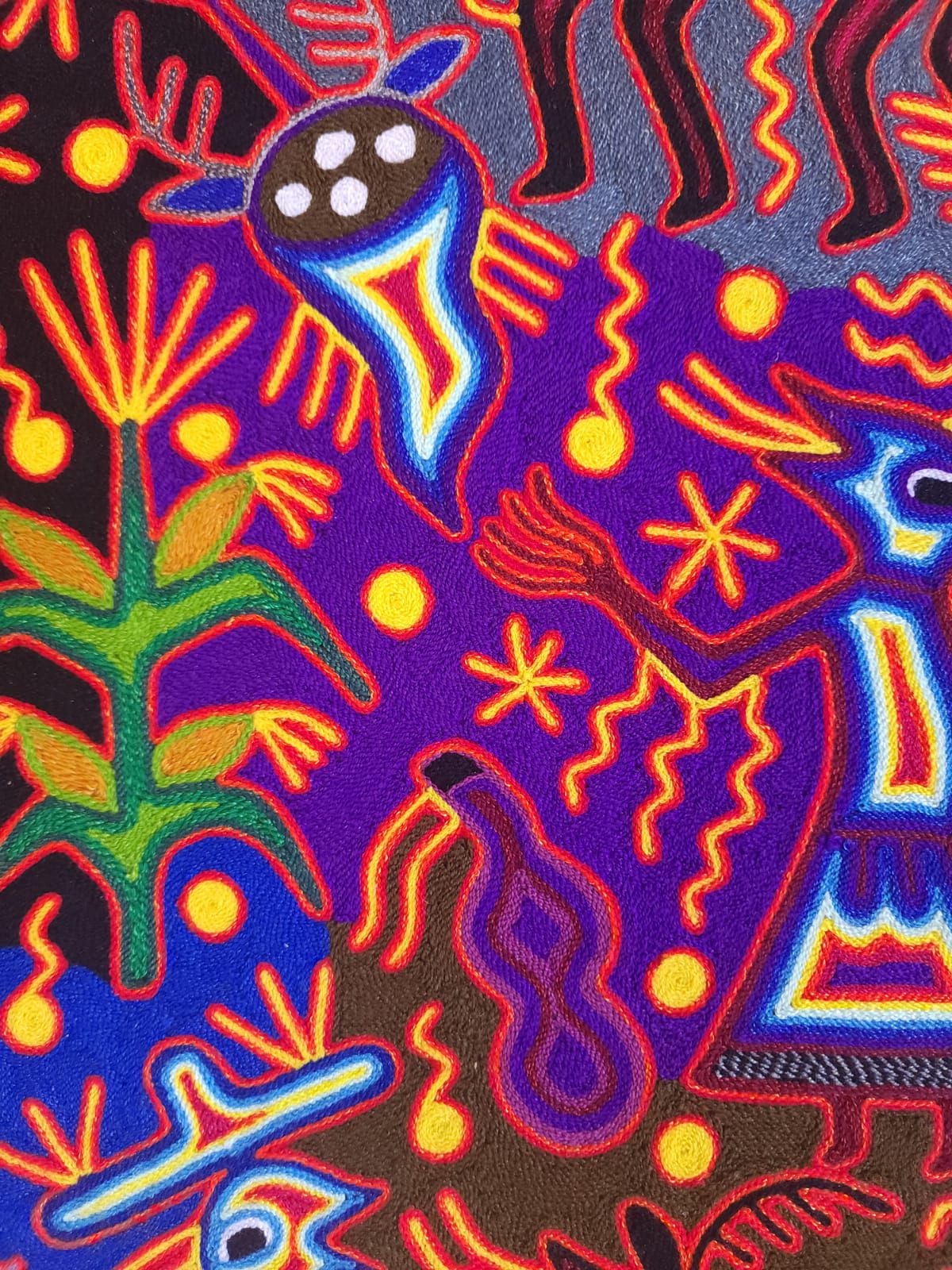 Huichol Indian Yarn Painting Mexican Folk Art By Lourdes Diaz Benitez PP7555