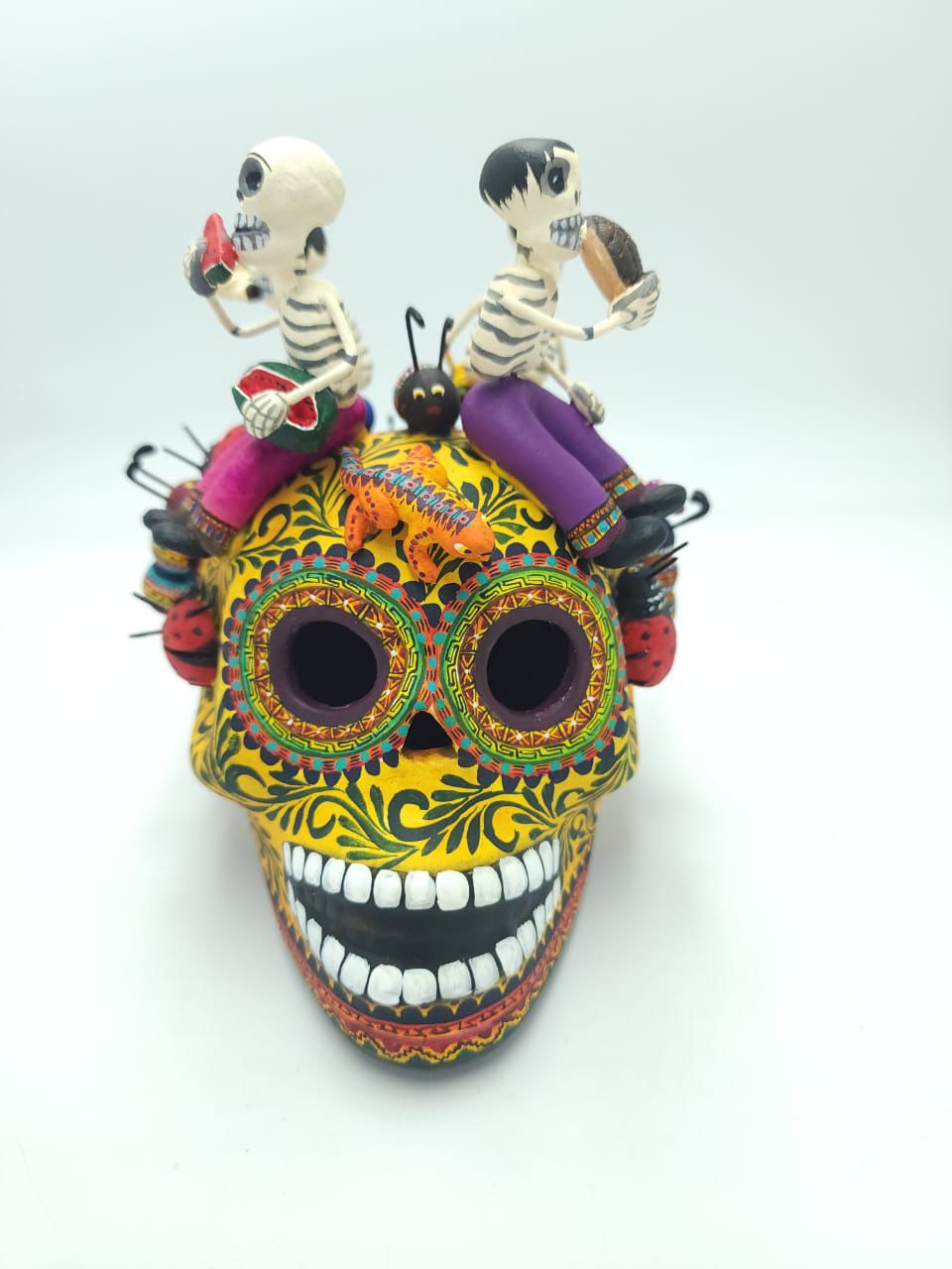 Extraordinary  Day Of the Dead Skeleton Human Lunch Time Ceramics Skull By Castillo PP7569